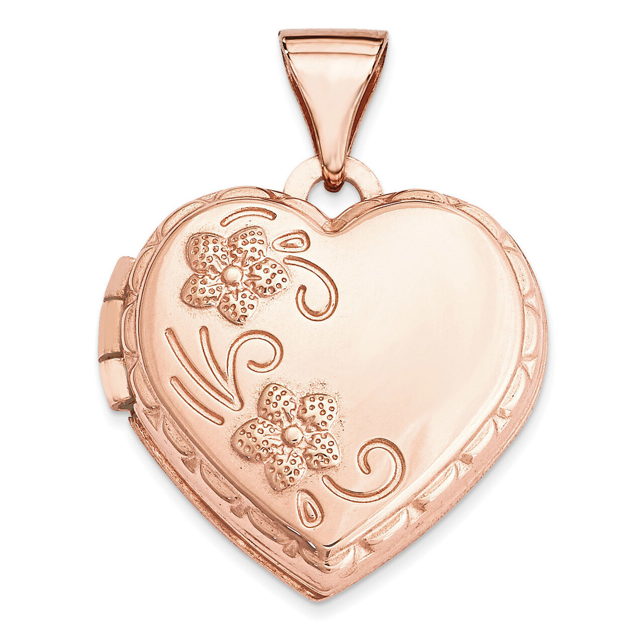 15Mm Domed Heart Locket 14k Rose Gold XL658