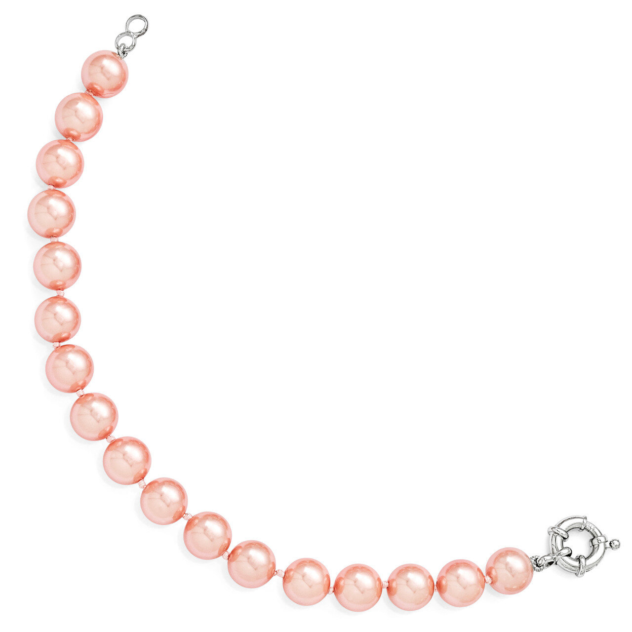 10-11Mm Pink Shell Bead Bracelet Sterling Silver QMJB10P-7.5