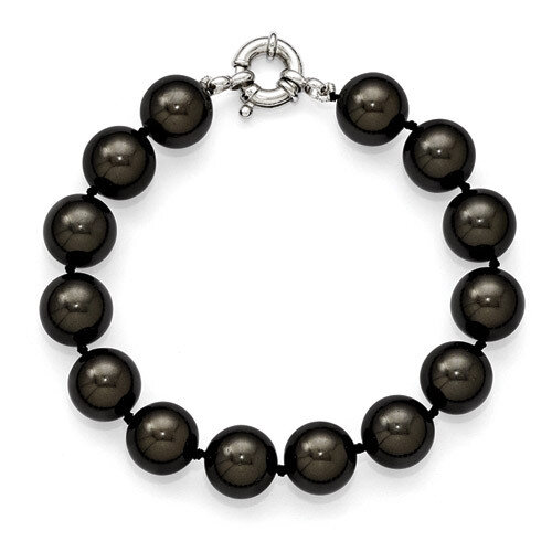 12-13Mm Black Shell Bead Hand Knotted Bracelet Sterling Silver QMJB12B-7.5, MPN: QMJB12B-7.5, 88677…