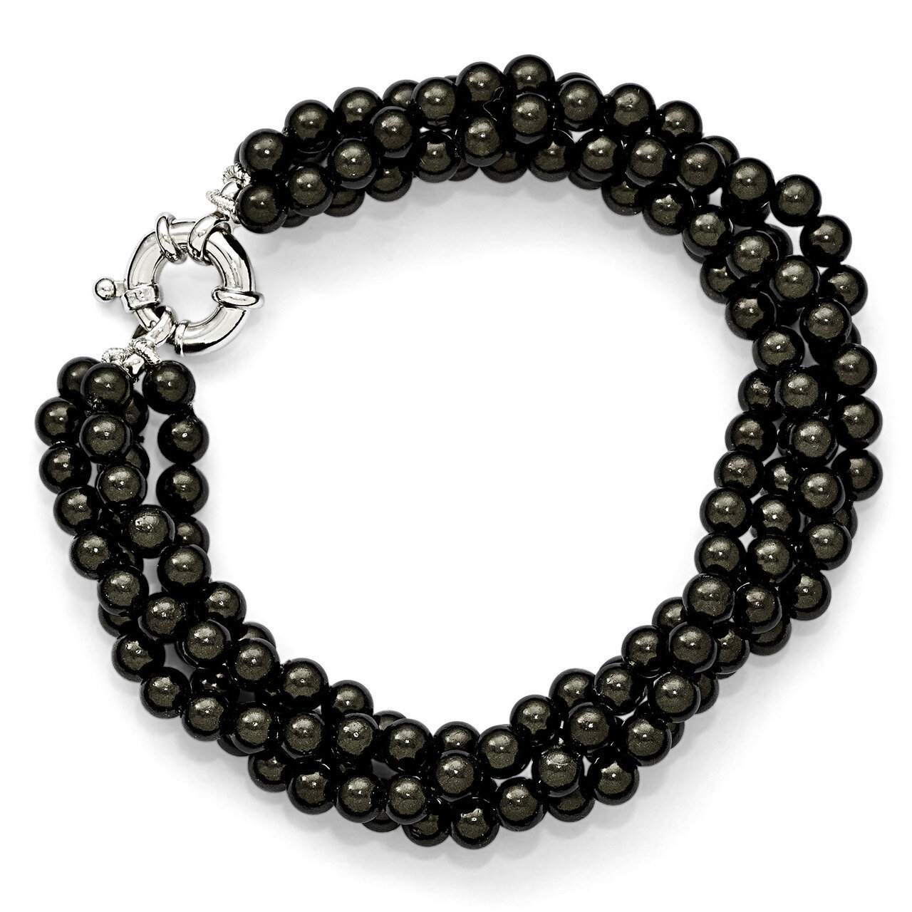 4 Row 4-5Mm Black Shell Bead Twisted Bracelet Sterling Silver QMJB440B-7.5, MPN: QMJB440B-7.5, 8867…