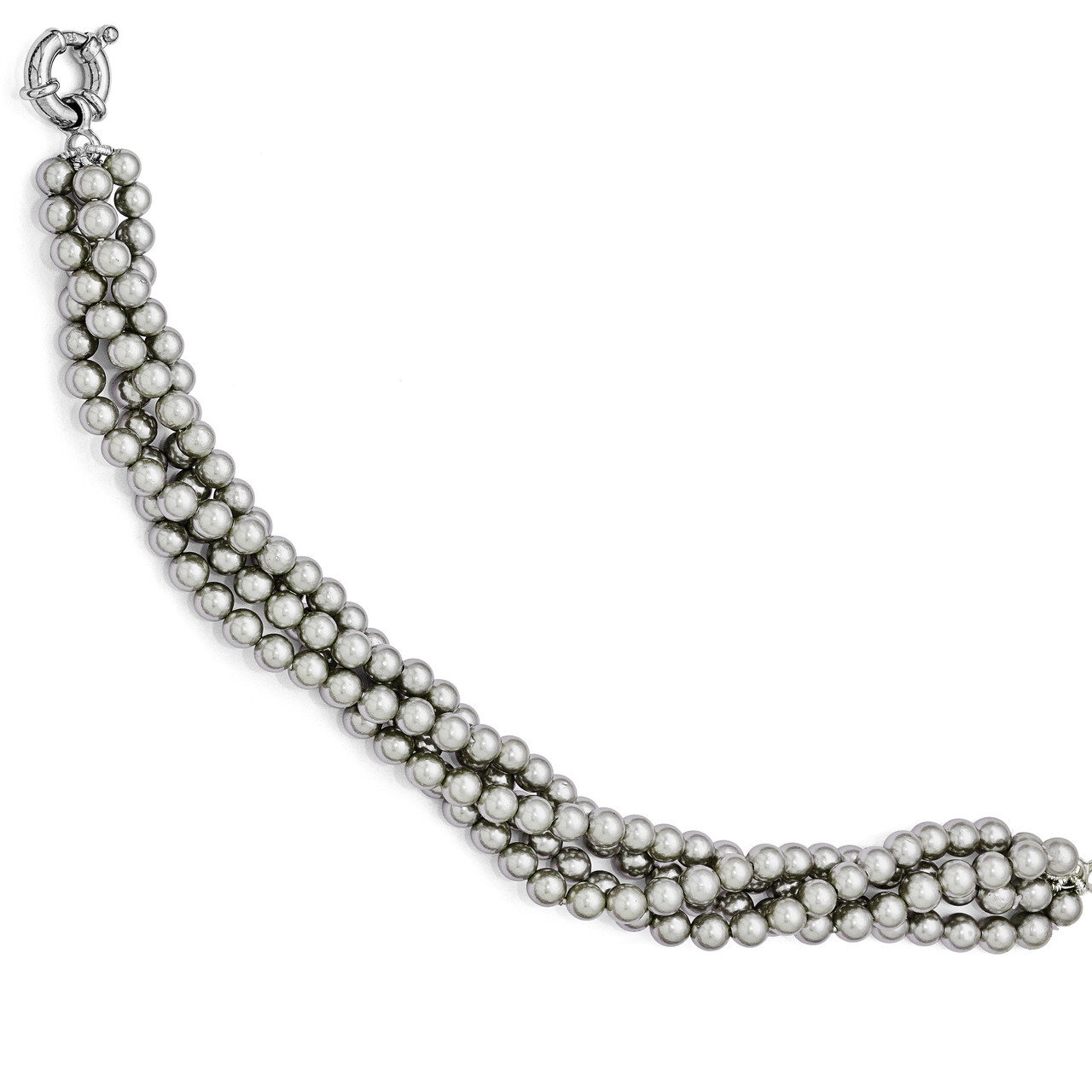 4 Row 4-5Mm Grey Shell Bead Twisted Bracelet Sterling Silver QMJB440G-7.5, MPN: QMJB440G-7.5, 88677…