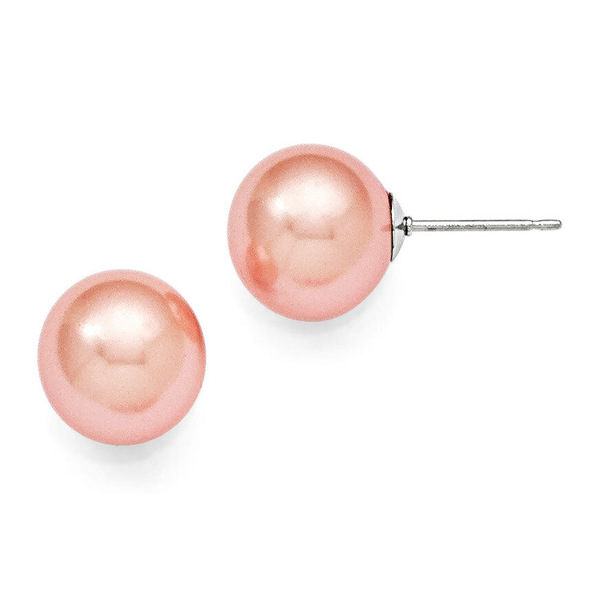 10-11Mm Round Pink Shell Bead Stud Earrings Sterling Silver QMJE10P, MPN: QMJE10P, 886774293677