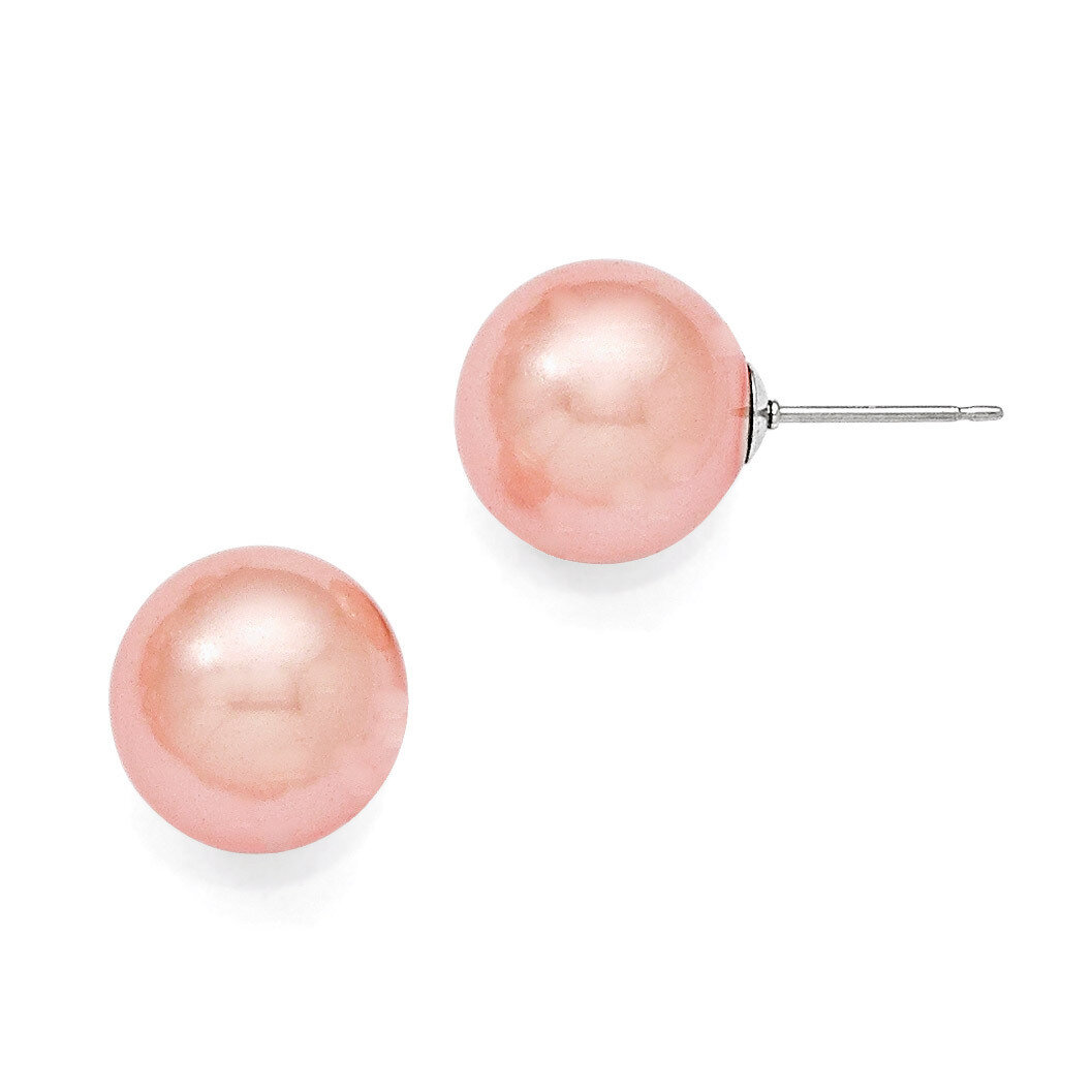 12-13Mm Round Pink Shell Bead Stud Earrings Sterling Silver QMJE12P, MPN: QMJE12P, 886774293783