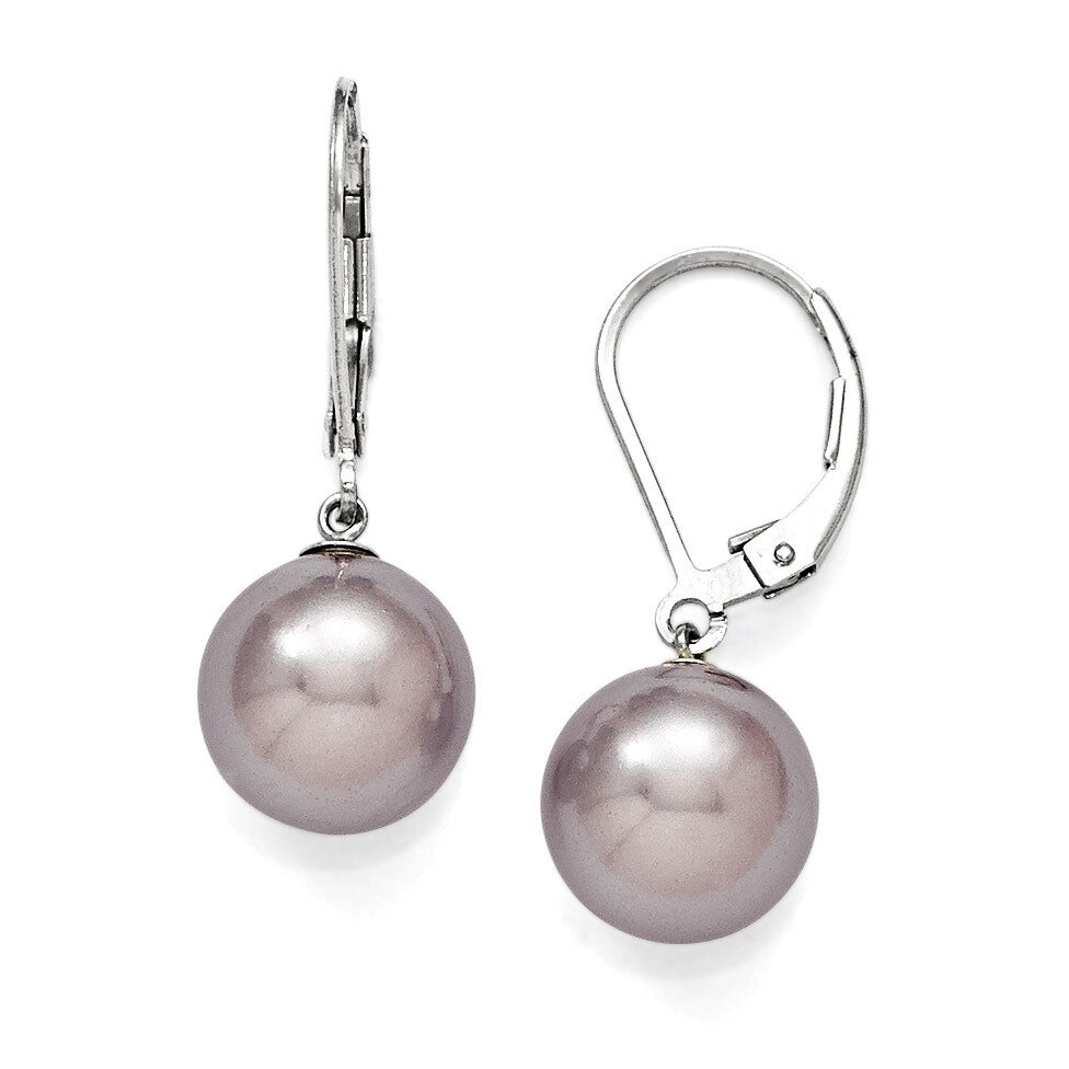 10-11Mm Round Purple Shell Bead Leverback Earring Sterling Silver QMJEL10PU, MPN: QMJEL10PU, 886774…