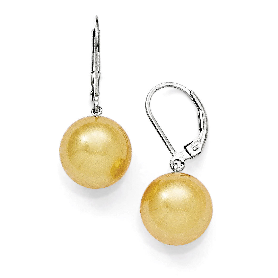 12-13Mm Round Yellow Shell Bead Leverback Earring Sterling Silver QMJEL12Y, MPN: QMJEL12Y, 88677429…