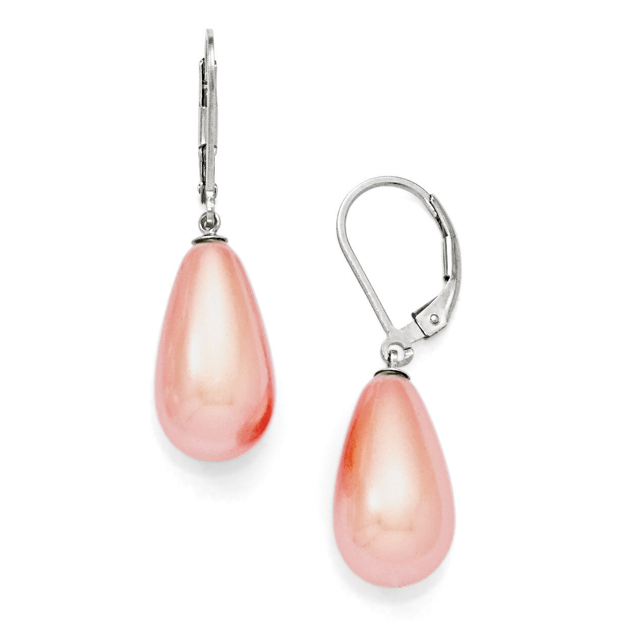 10X18Mm Teardrop Pink Shell Bead Earrings Sterling Silver QMJET10P, MPN: QMJET10P, 886774294094