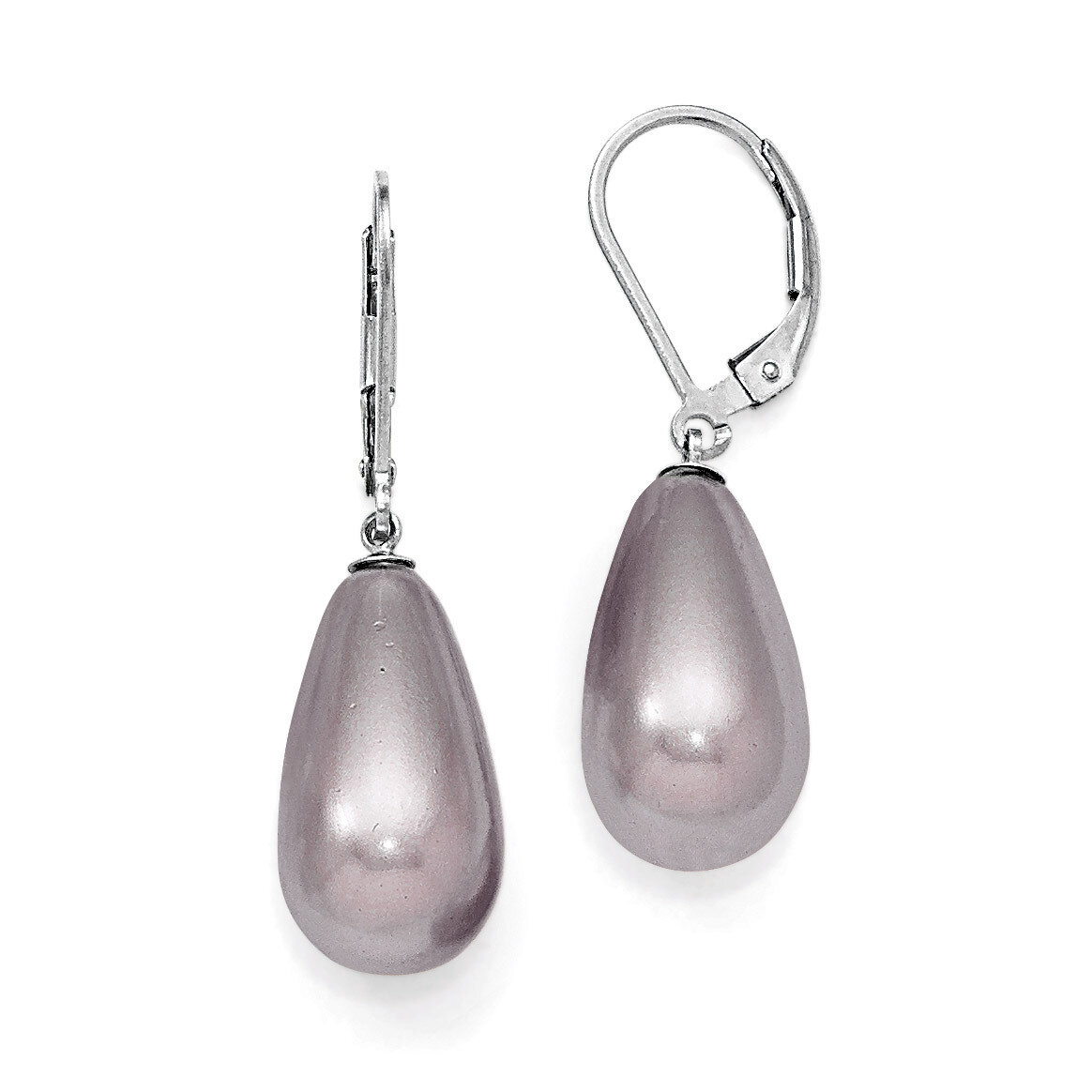 10X18Mm Teardrop Purple Shell Bead Earrings Sterling Silver QMJET10PU, MPN: QMJET10PU, 886774294100