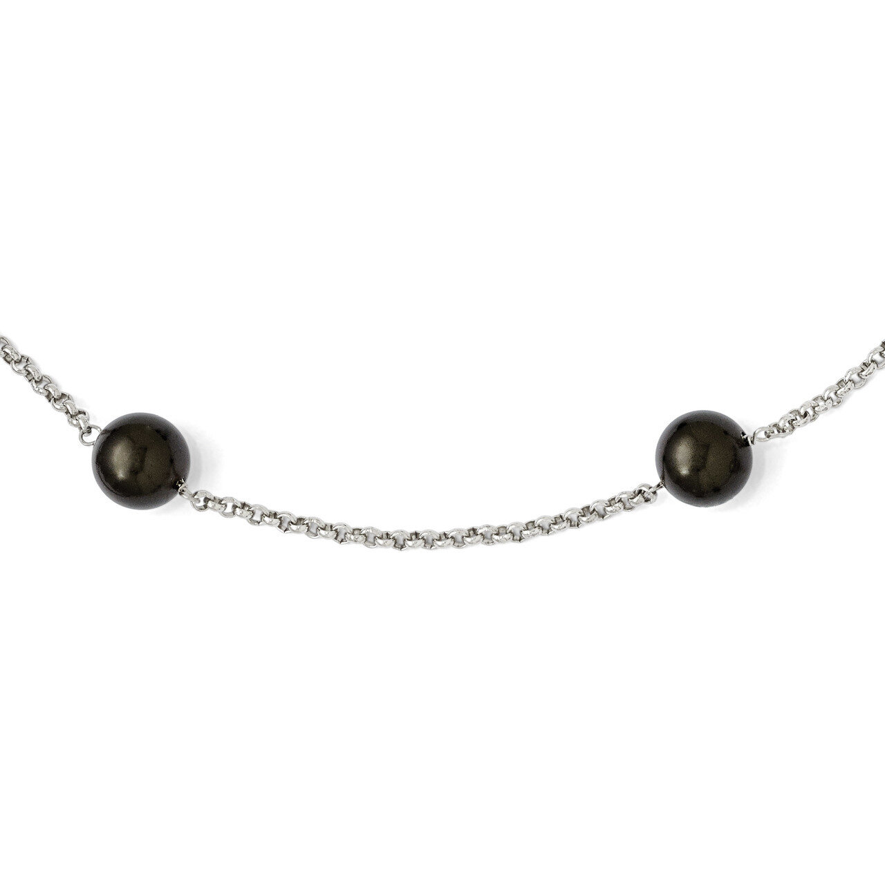 10-11Mm Black Shell Bead 7 Station Necklace Sterling Silver QMJN107B-21, MPN: QMJN107B-21, 88677429…