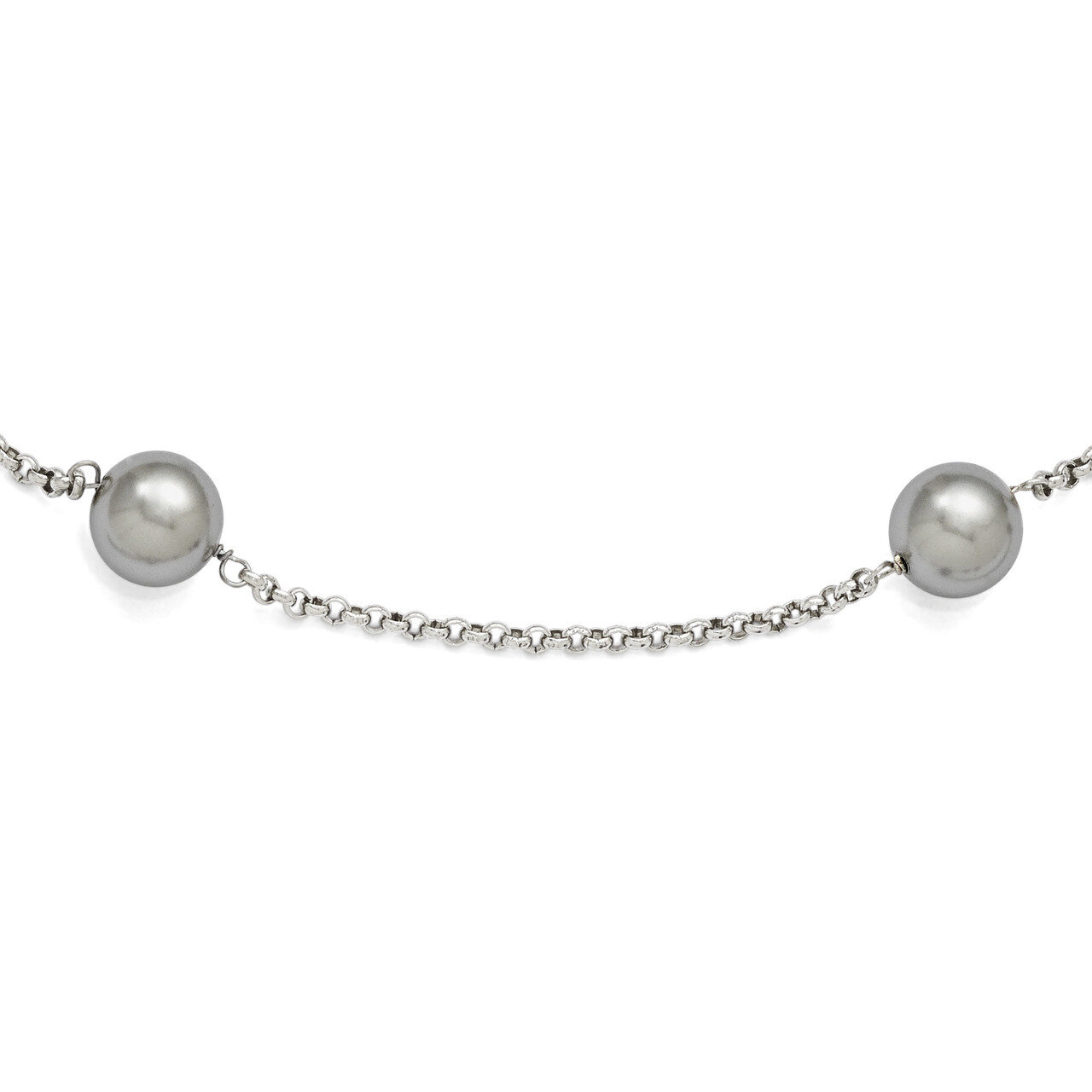 10-11Mm Grey Shell Bead 7 Station Necklace Sterling Silver QMJN107G-21, MPN: QMJN107G-21, 886774294…