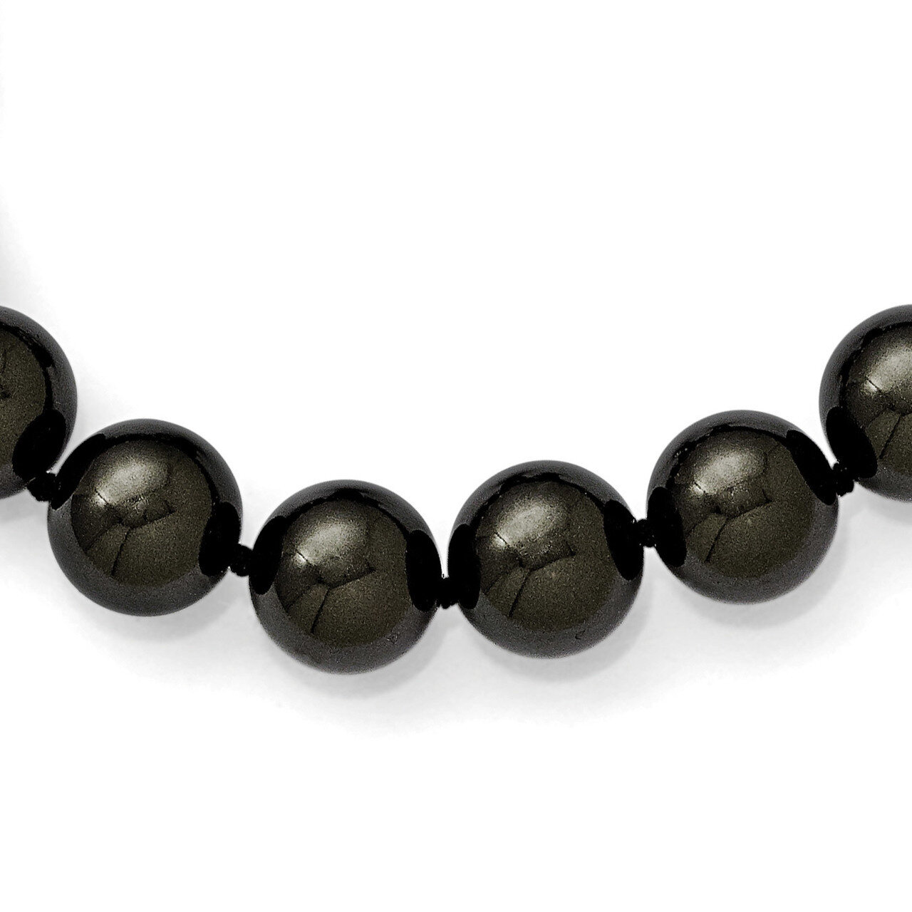 12-13Mm Black Shell Bead with CZ Clasp Necklace Sterling Silver QMJN127B-18, MPN: QMJN127B-18, 8867…