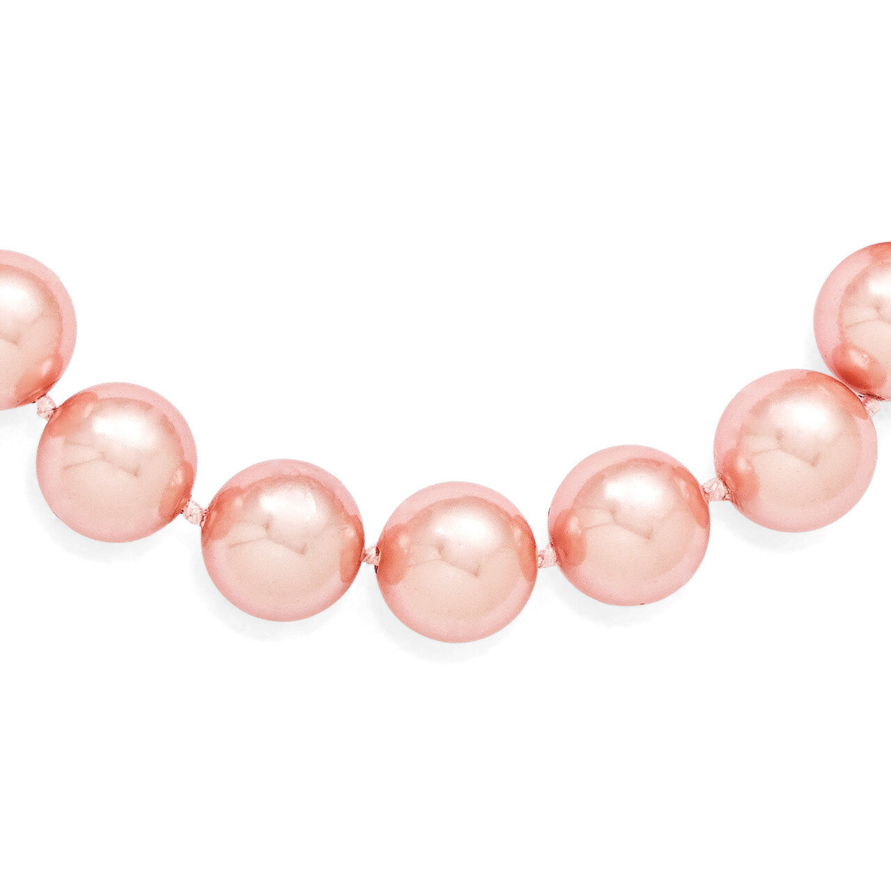 12-13Mm Pink Shell Bead Hand Knotted Necklace Sterling Silver QMJN12P-18, MPN: QMJN12P-18, 88677429…