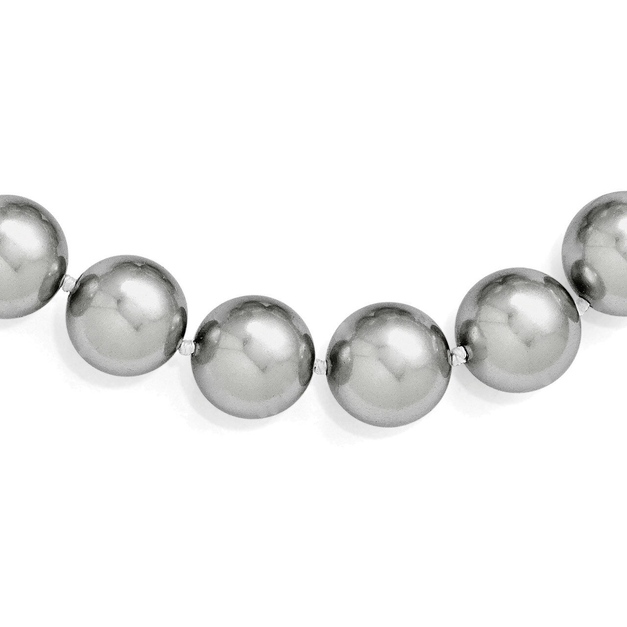 14-15Mm Grey Shell Bead Necklace Sterling Silver QMJN14G-18, MPN: QMJN14G-18, 886774294391
