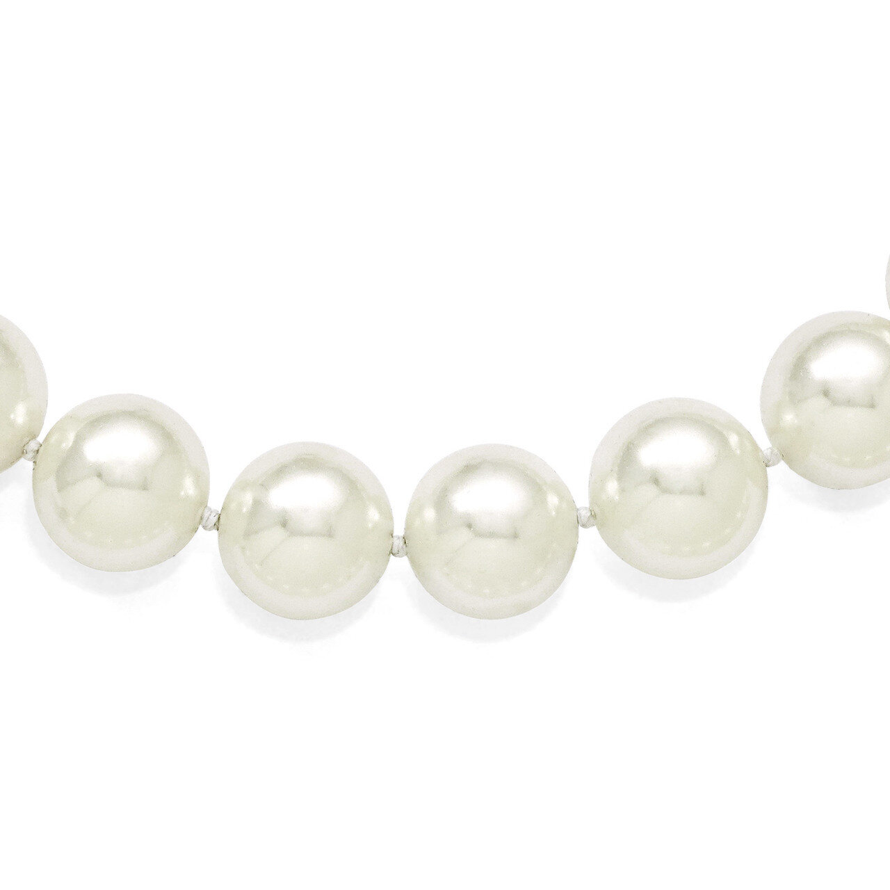 14-15Mm White Shell Bead Necklace Sterling Silver QMJN14W-18, MPN: QMJN14W-18, 886774294414
