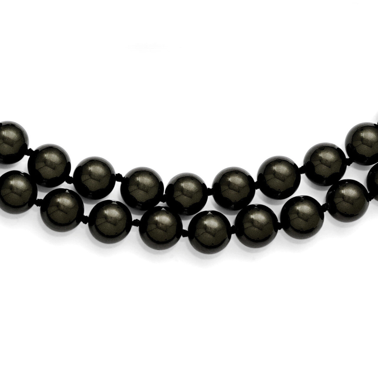 2 Row 10-11Mm Black Shell Bead Necklace Sterling Silver QMJN210B-18, MPN: QMJN210B-18, 886774294445