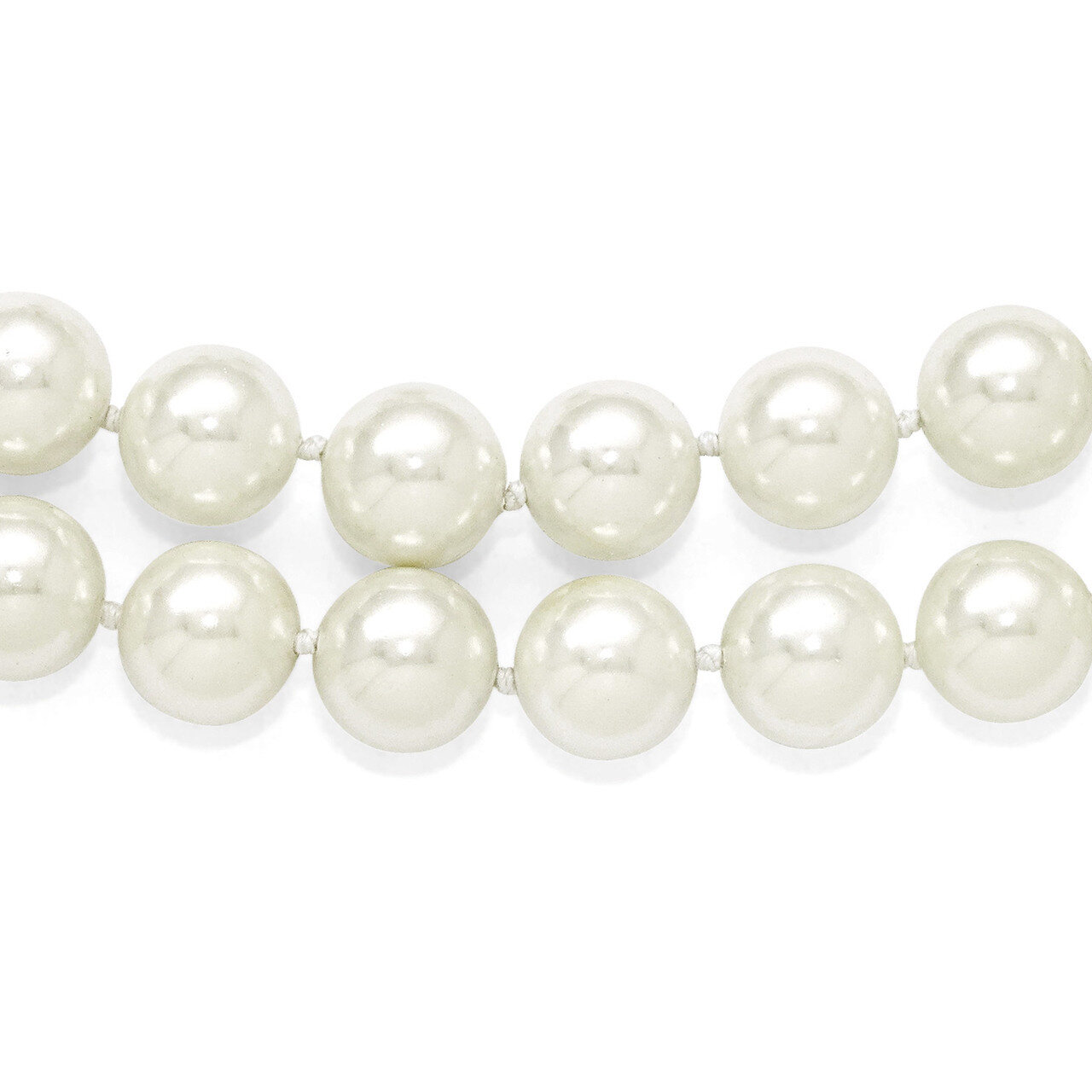 2 Row 10-11Mm White Shell Bead Necklace Sterling Silver QMJN210W-18, MPN: QMJN210W-18, 886774294452