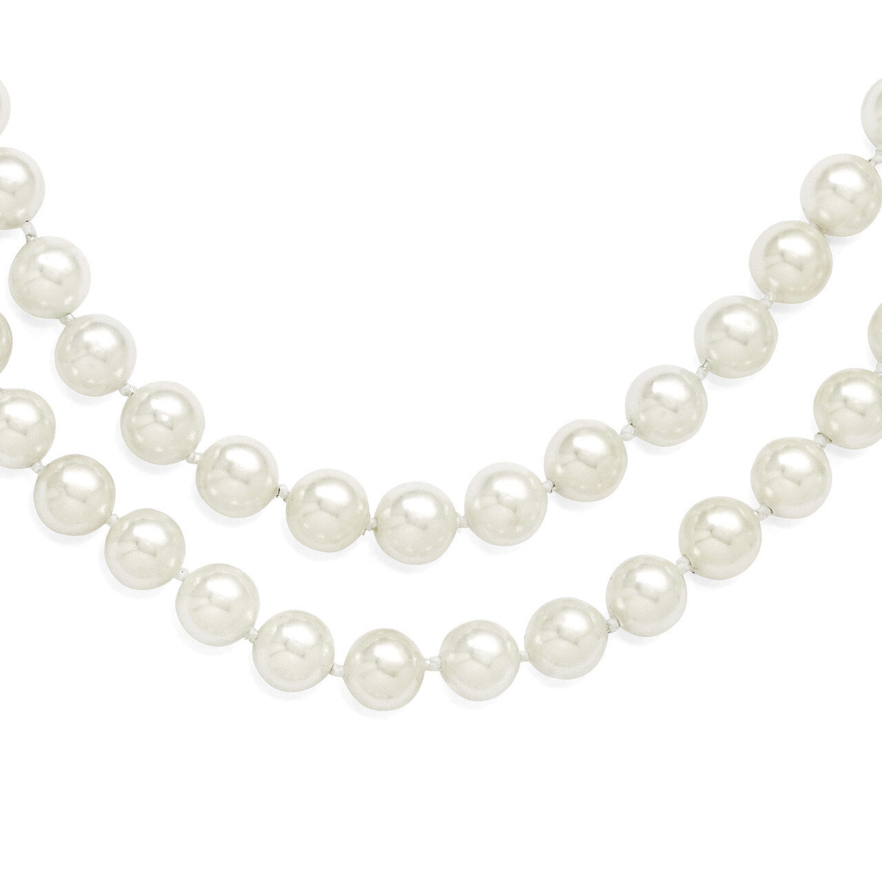 2 Row 7-8Mm White Shell Bead Necklace Sterling Silver QMJN270W-18, MPN: QMJN270W-18, 886774294513