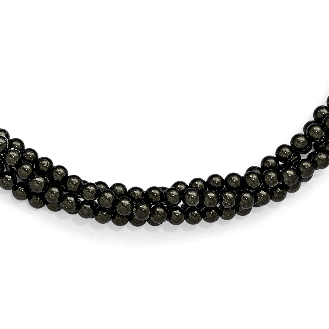 4 Row 4-5Mm Black Shell Bead Twisted Neck Sterling Silver QMJN440B-20, MPN: QMJN440B-20, 8867742945…