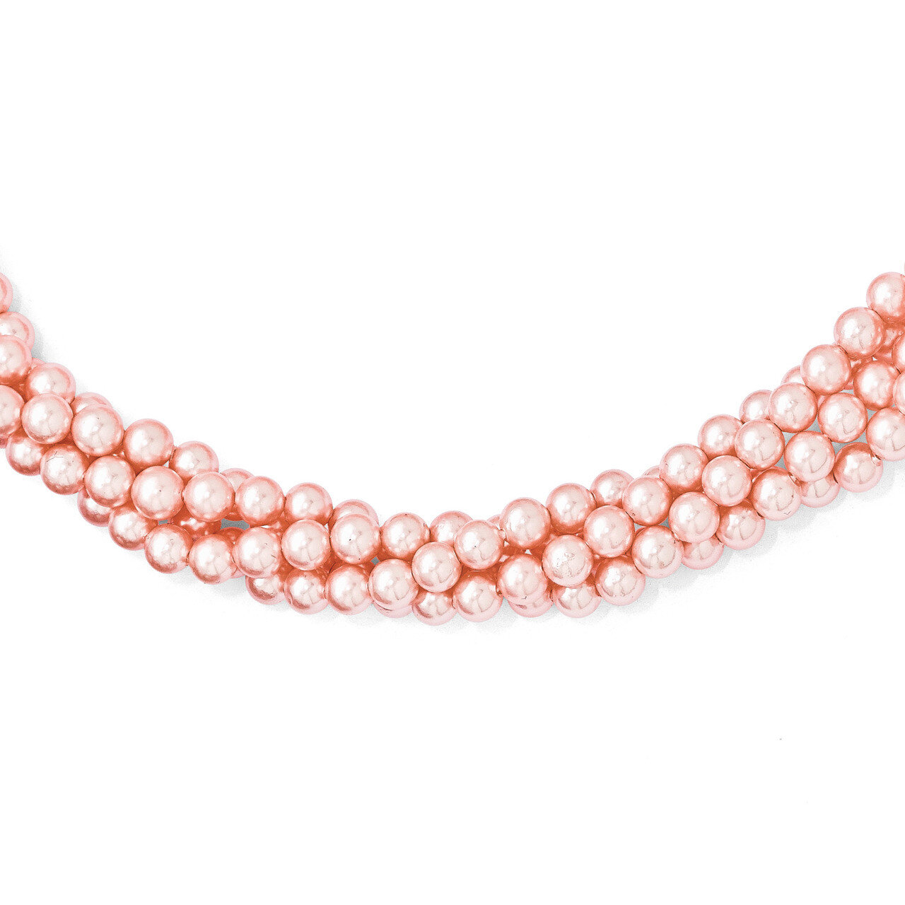 4Row 4-5Mm Pink Shell Bead Twist Necklace Sterling Silver QMJN440P-20, MPN: QMJN440P-20, 8867742945…