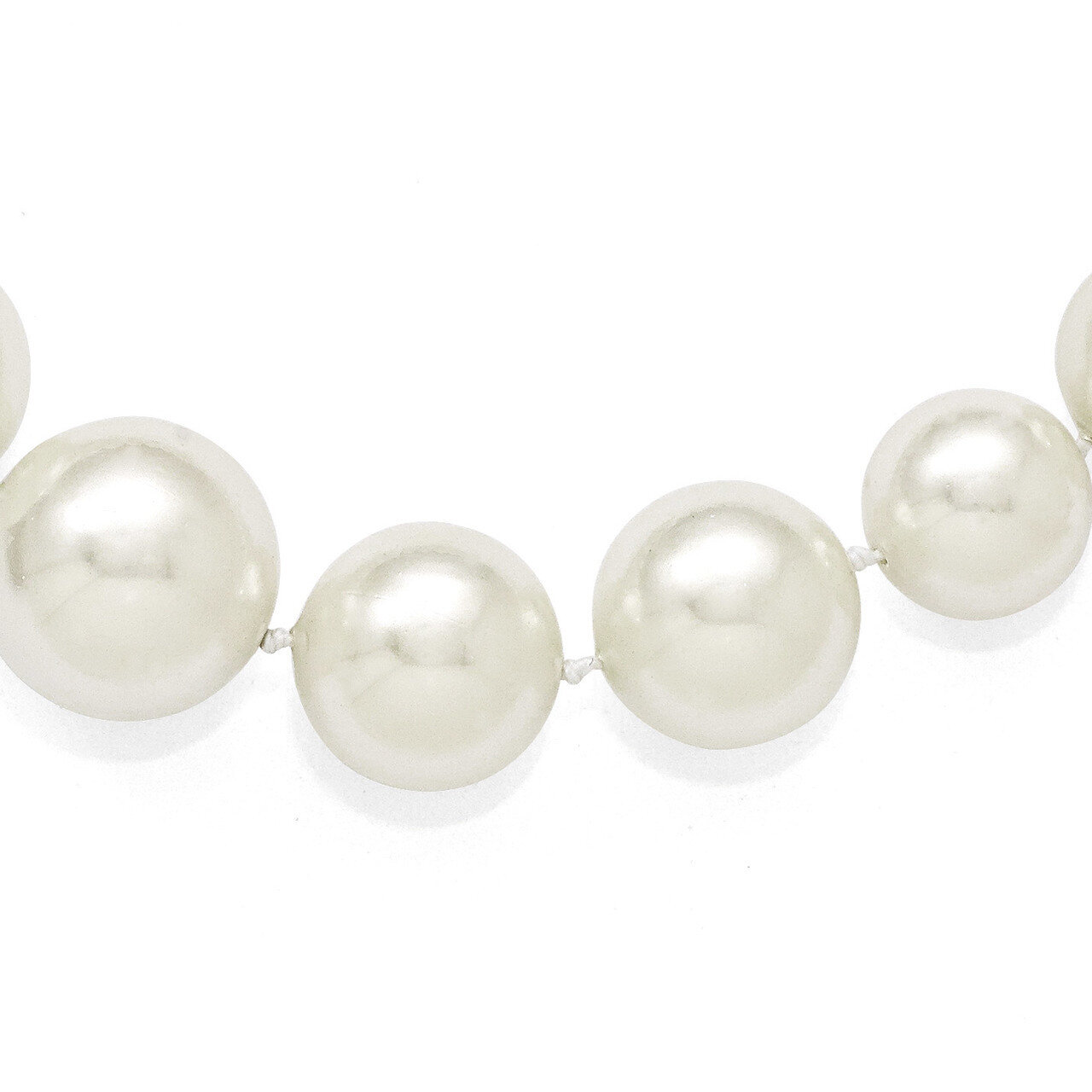 8-16Mm Graduated White Shell Bead Necklace Sterling Silver QMJN816W-18, MPN: QMJN816W-18, 886774294…