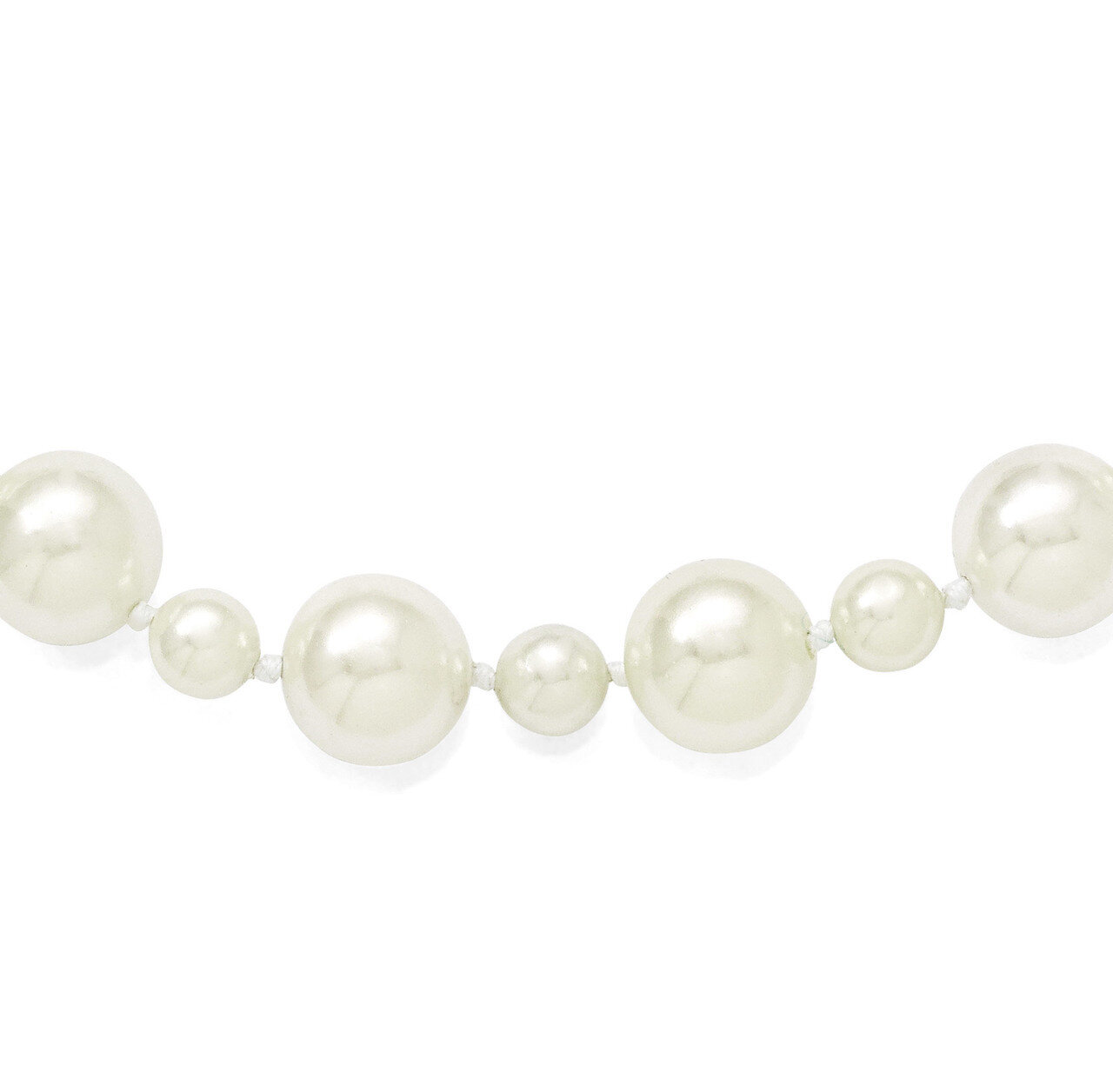7&amp;12Mm White Shell Bead Hand Knotted Slip On Necklace QMJNS712W-36, MPN: QMJNS712W-36, 886774294704
