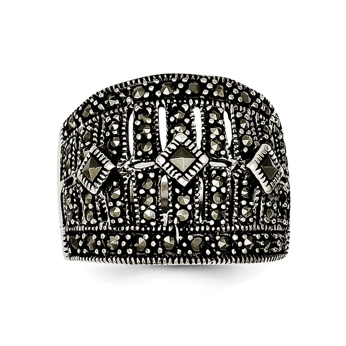 Marcasite Ring Sterling Silver QR1381-7, MPN: QR1381, 883957181400