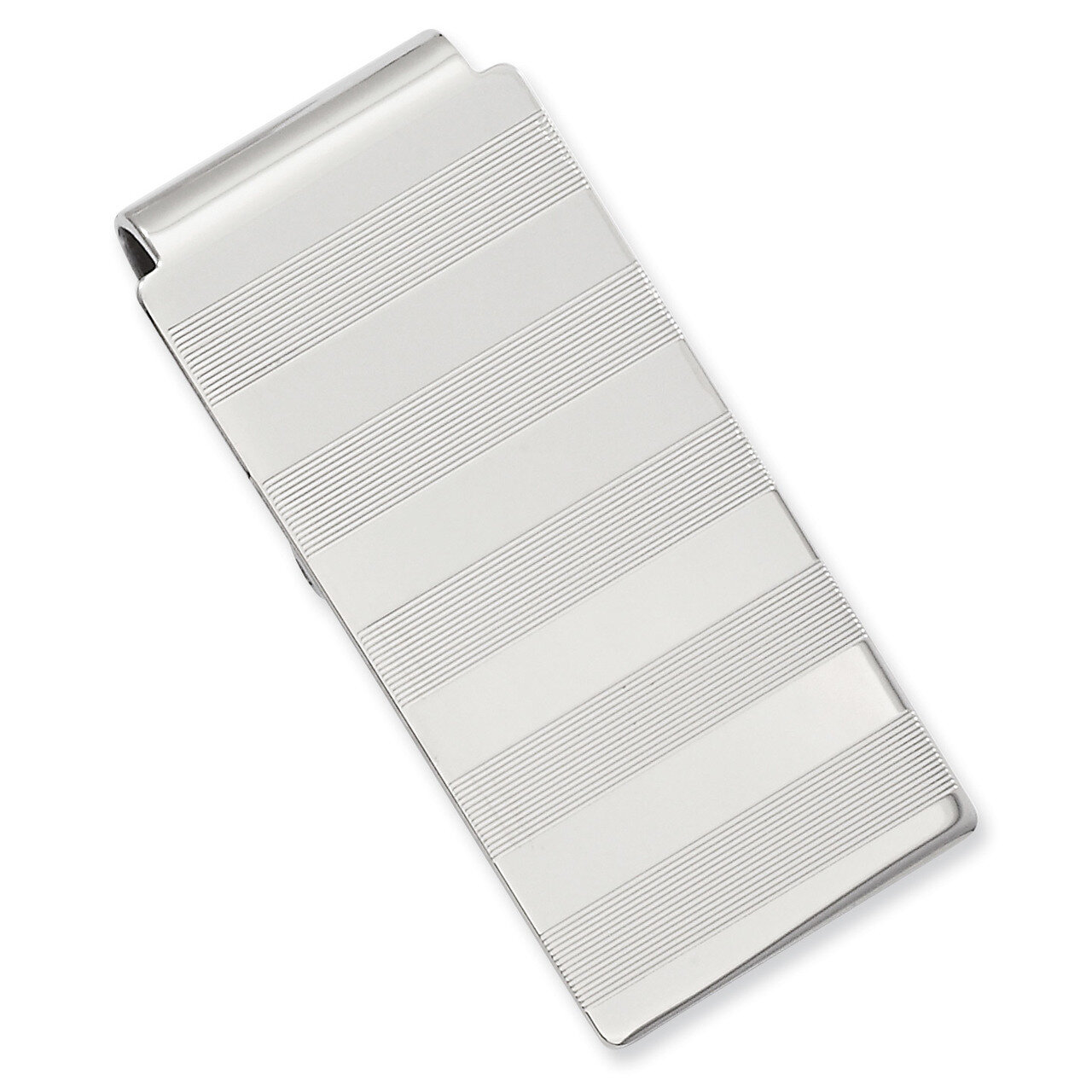 Stripes Engravable Hinged Money Clip Rhodium-plated KW669, MPN: KW669, 886774644837