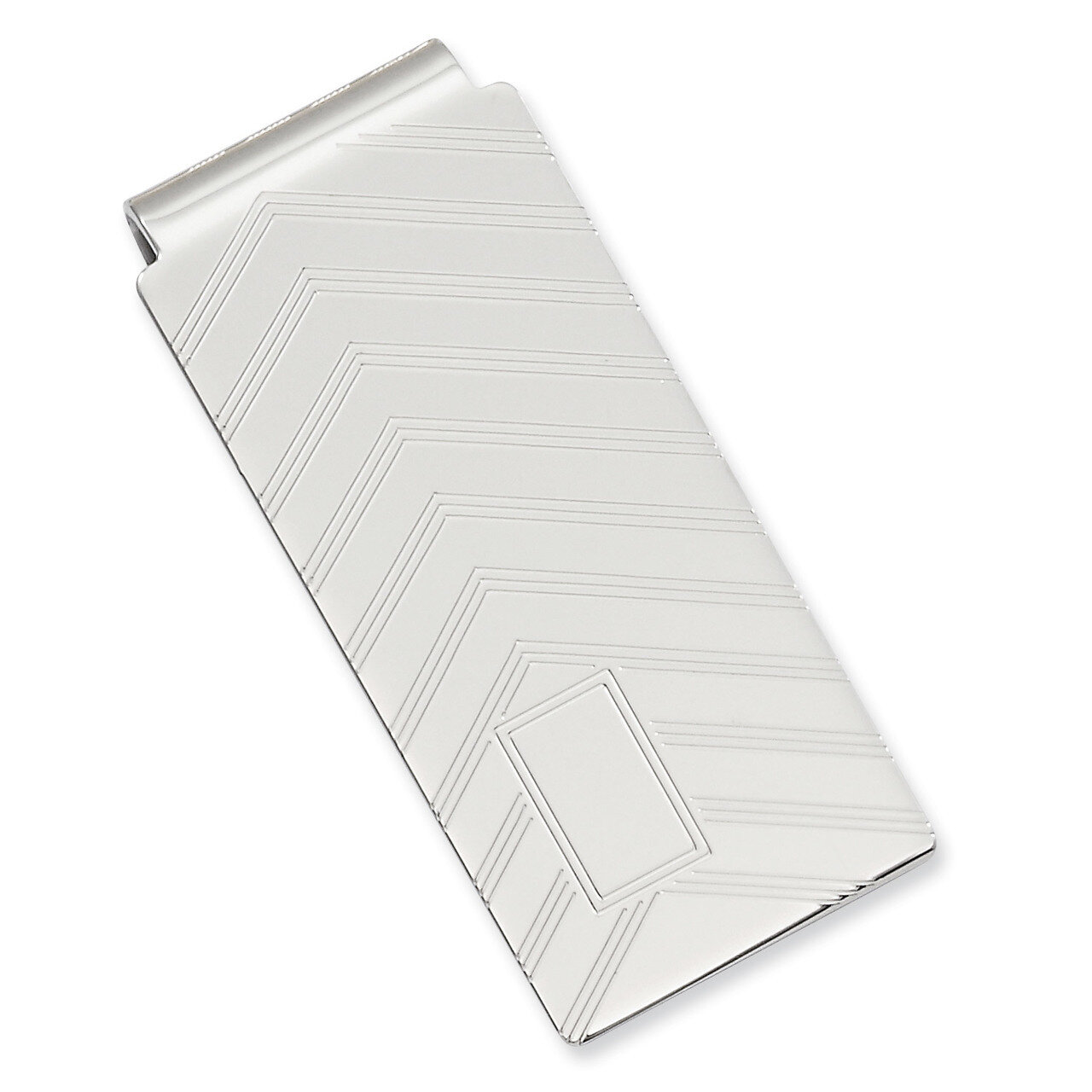 Angles Engravable Hinged Money Clip Rhodium-plated KW673