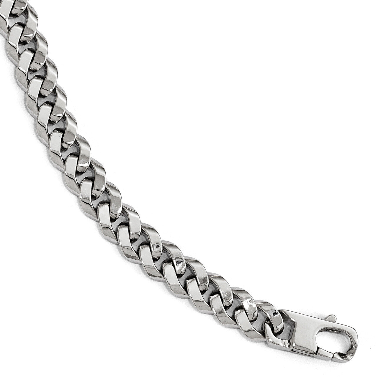 8.5Mm Beveled Curb Bracelet 14k White Gold LF680-8, MPN: LF680-8, 191101151149