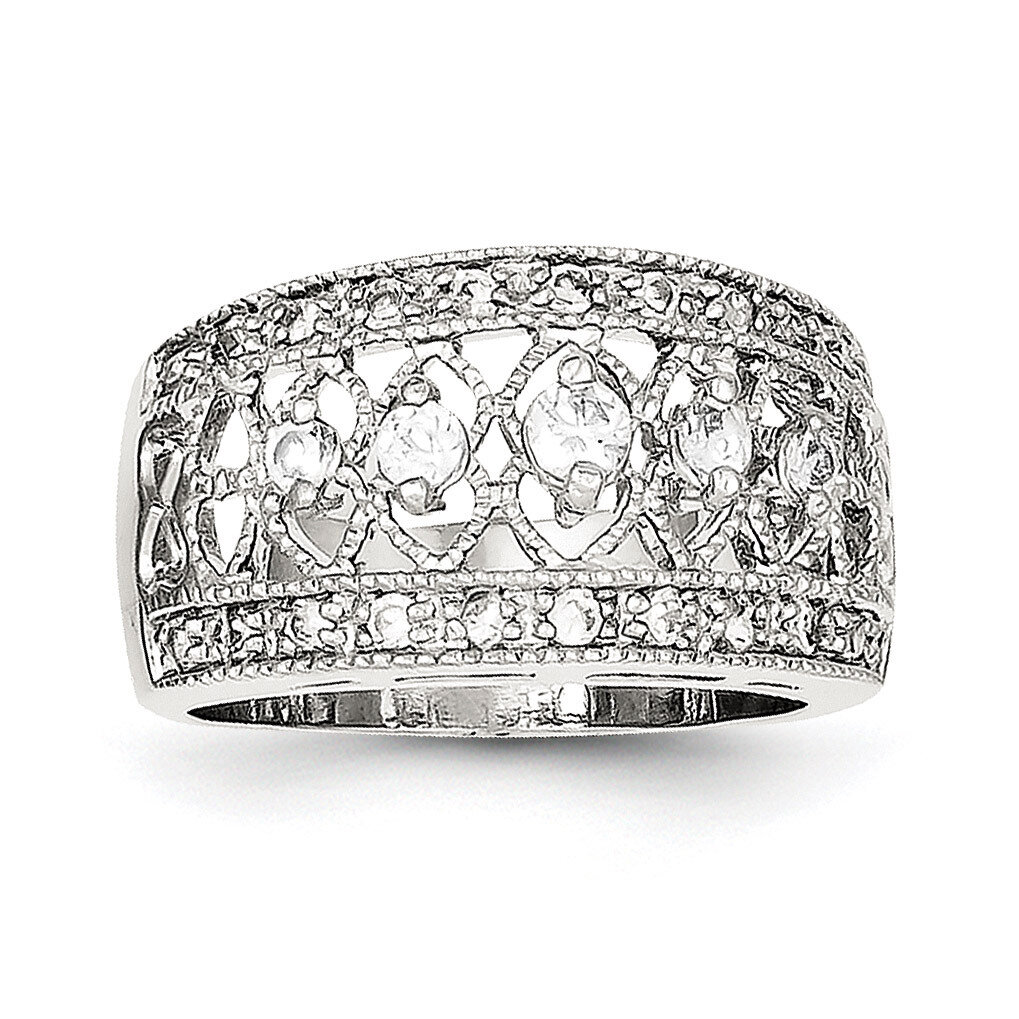 Vintage Polished Ring Sterling Silver CZ QR1372-6, MPN: QR1372, 883957181356
