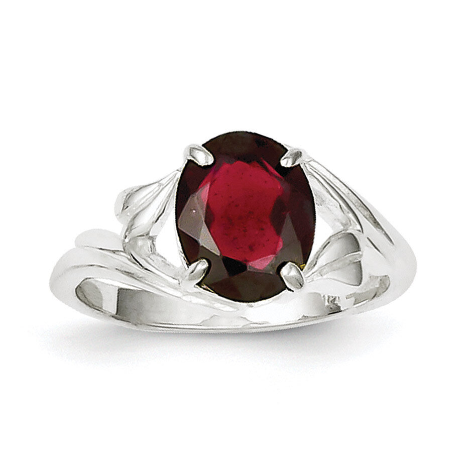Garnet Ring Sterling Silver Rhodium-plated QR741-6, MPN: QR741, 815479014614