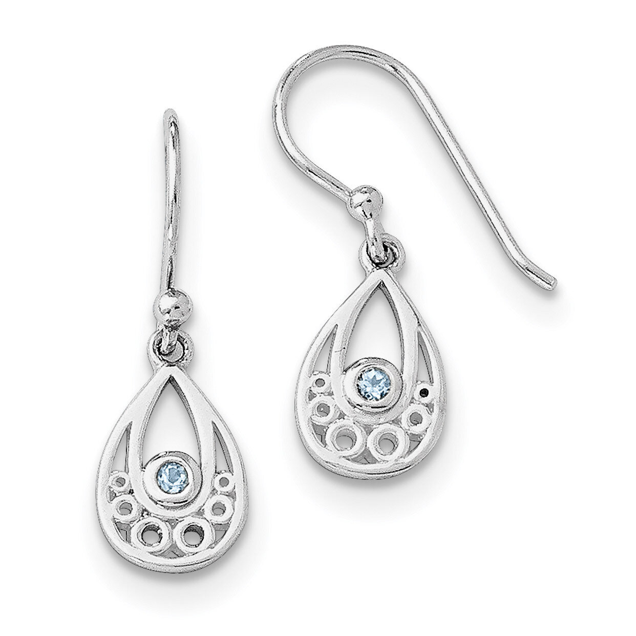 Blue Topaz Shepherd Hook Earrings Sterling Silver QW340, MPN: QW340, 191101193644
