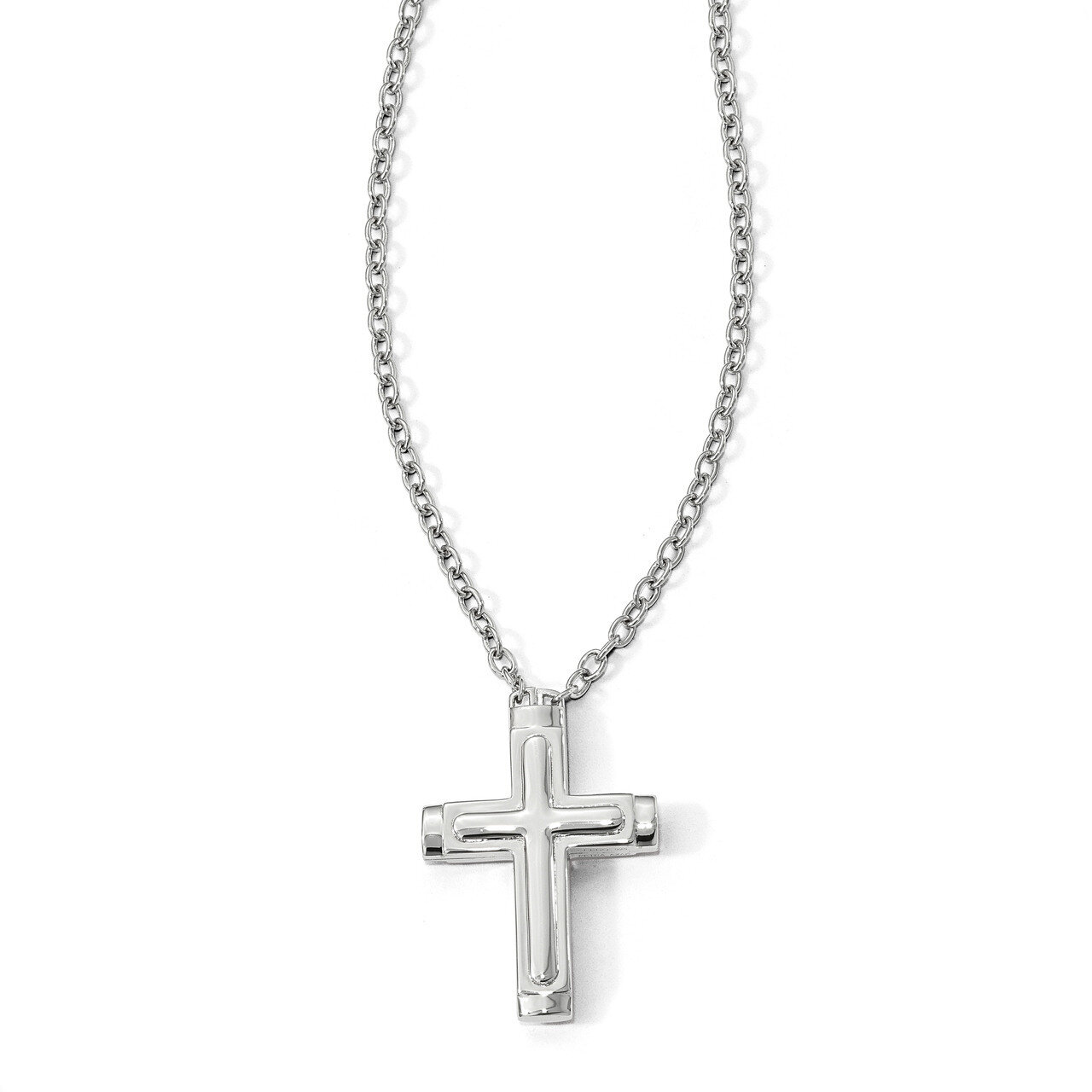 Magnetic Cross 22 Inch Necklace Sterling Silver Polished QPA123-22