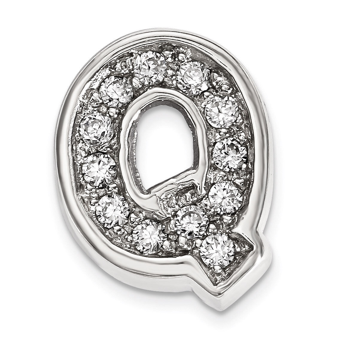 CZ Letter Q Slide Charm Sterling Silver Rhodium-plated QC9010Q, MPN: QC9010Q, 886774649030
