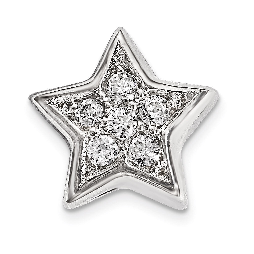 CZ Star Slide Charm Sterling Silver Rhodium-plated QC9012, MPN: QC9012, 886774649146