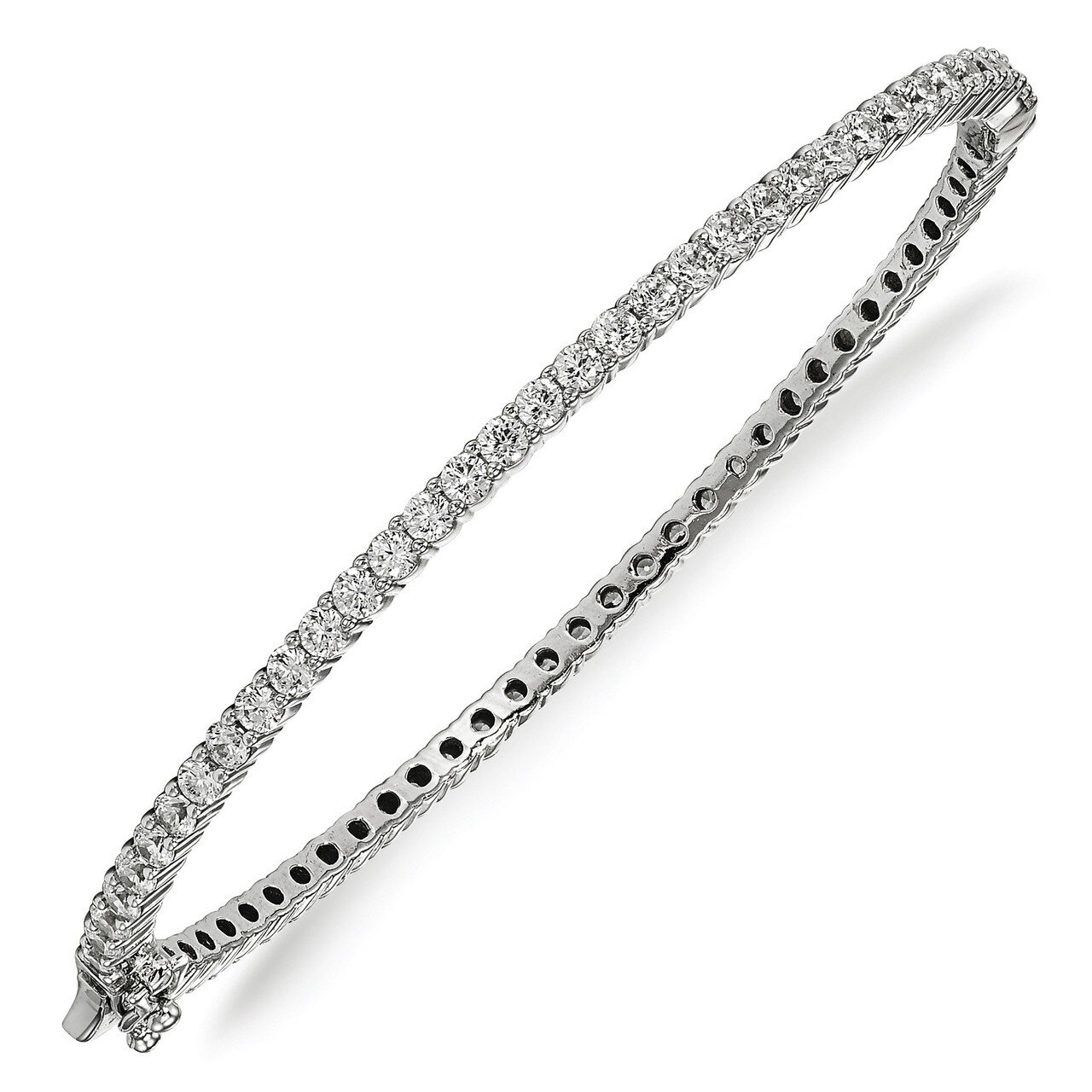 CZ Hinged Bangle Sterling Silver Rhodium-plated QB1065, MPN: QB1065, 883957176703