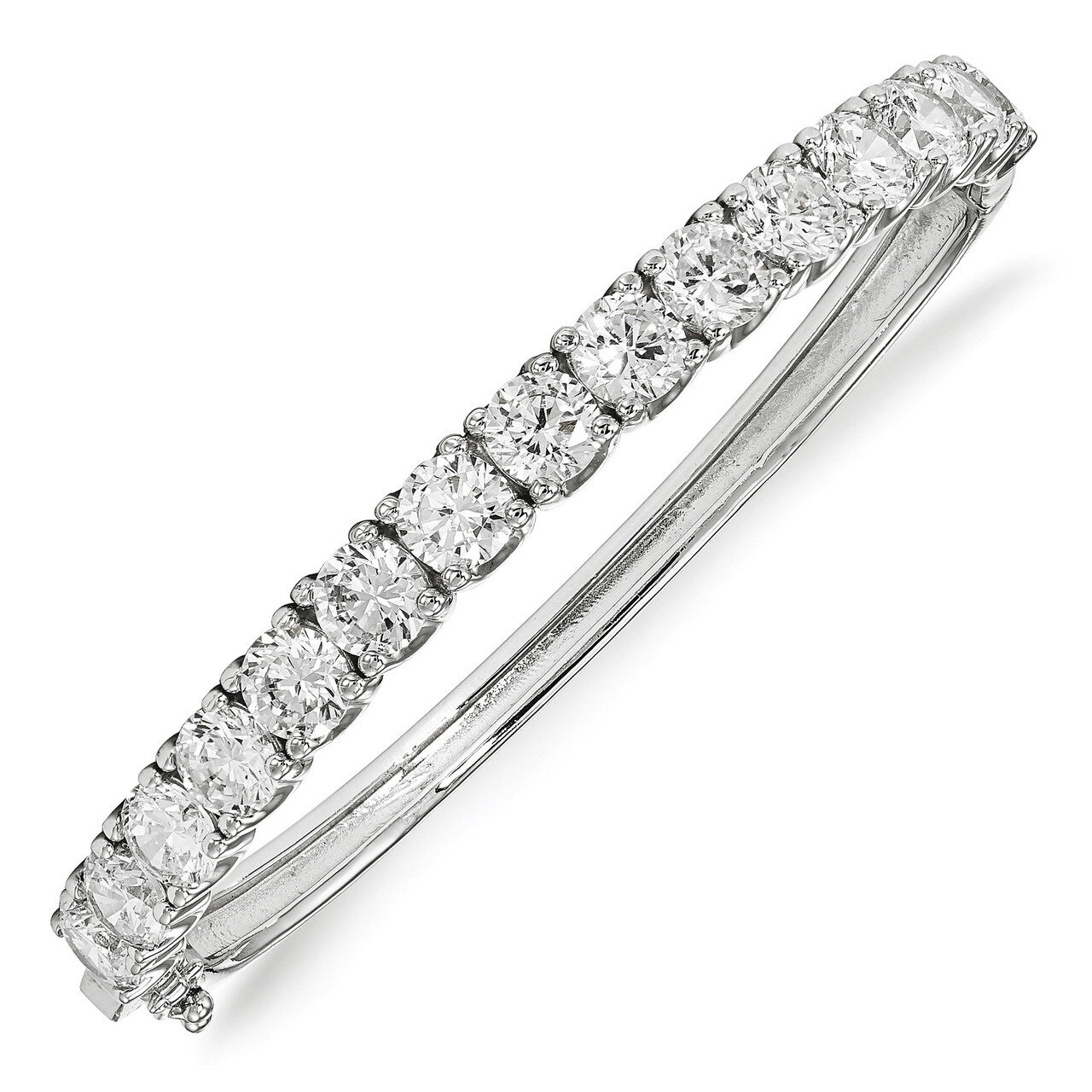 CZ Hinged Bangle Sterling Silver Rhodium-plated QB1070, MPN: QB1070, 883957833293