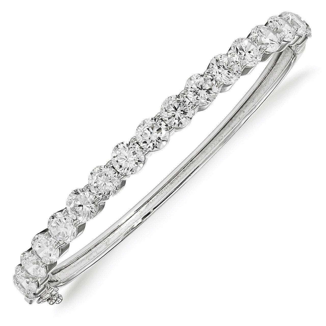 CZ Hinged Bangle Sterling Silver Rhodium-plated QB1071, MPN: QB1071, 883957980911