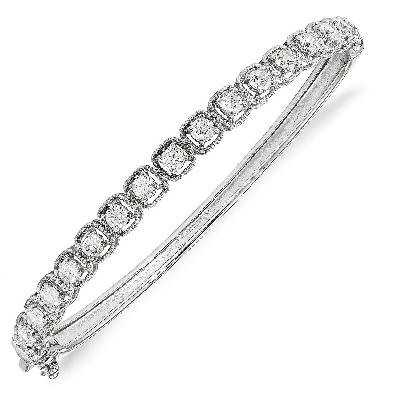 CZ Hinged Bangle Sterling Silver Rhodium-plated QB1072, MPN: QB1072, 886774727790