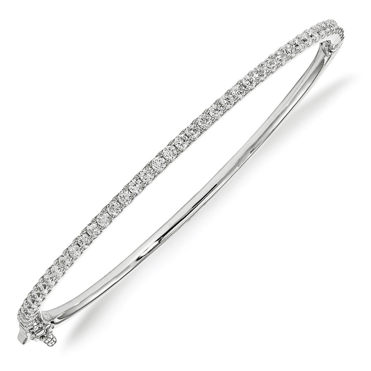 CZ Hinged Bangle Sterling Silver Rhodium-plated QB1073, MPN: QB1073, 886774727806