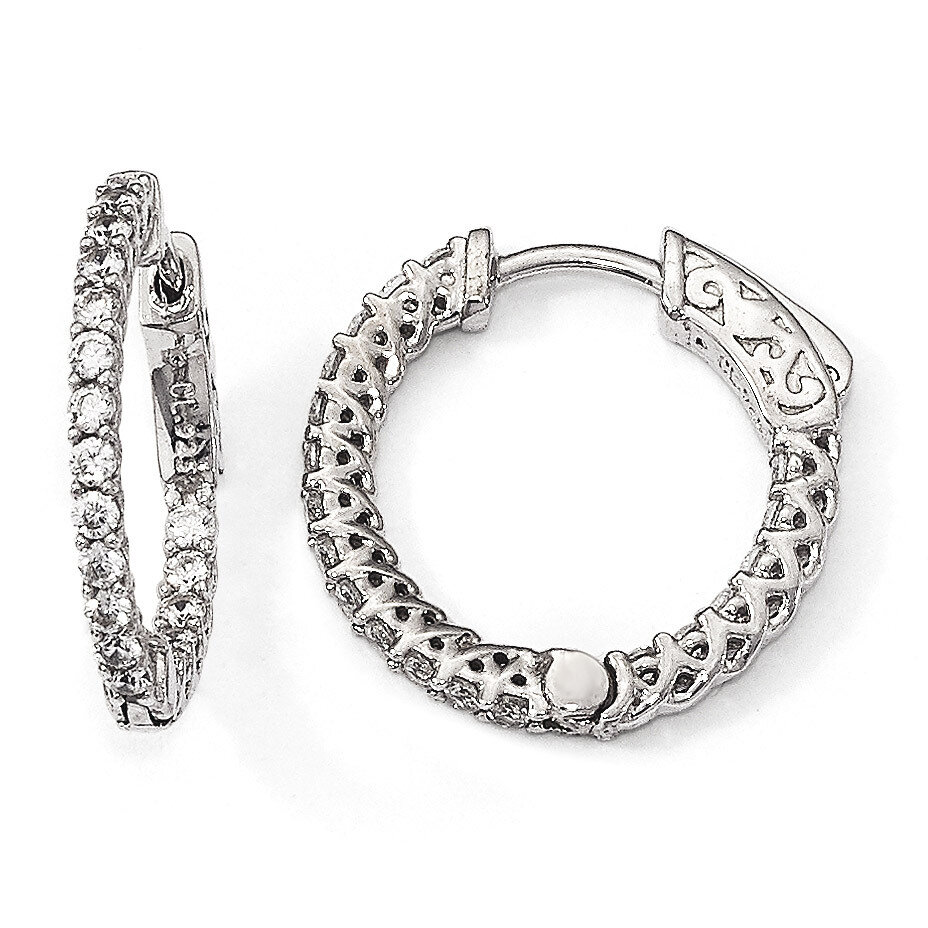 CZ In &amp; Out Hoop Earrings Sterling Silver Rhodium-plated QE12988, MPN: QE12988, 886774727004