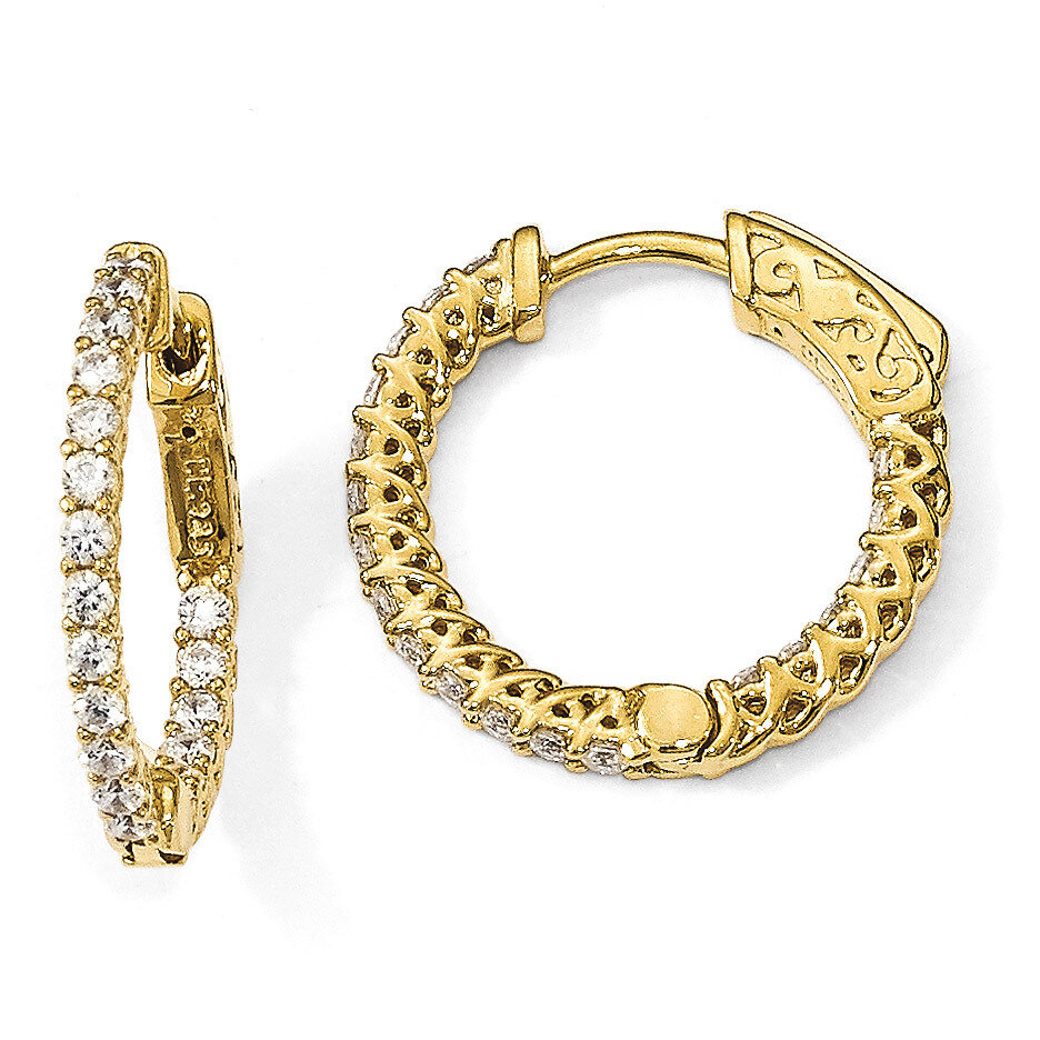 Yellow-Plated CZ In &amp; Out Hoop Earrings Sterling Silver QE12988Y, MPN: QE12988Y, 886774023816