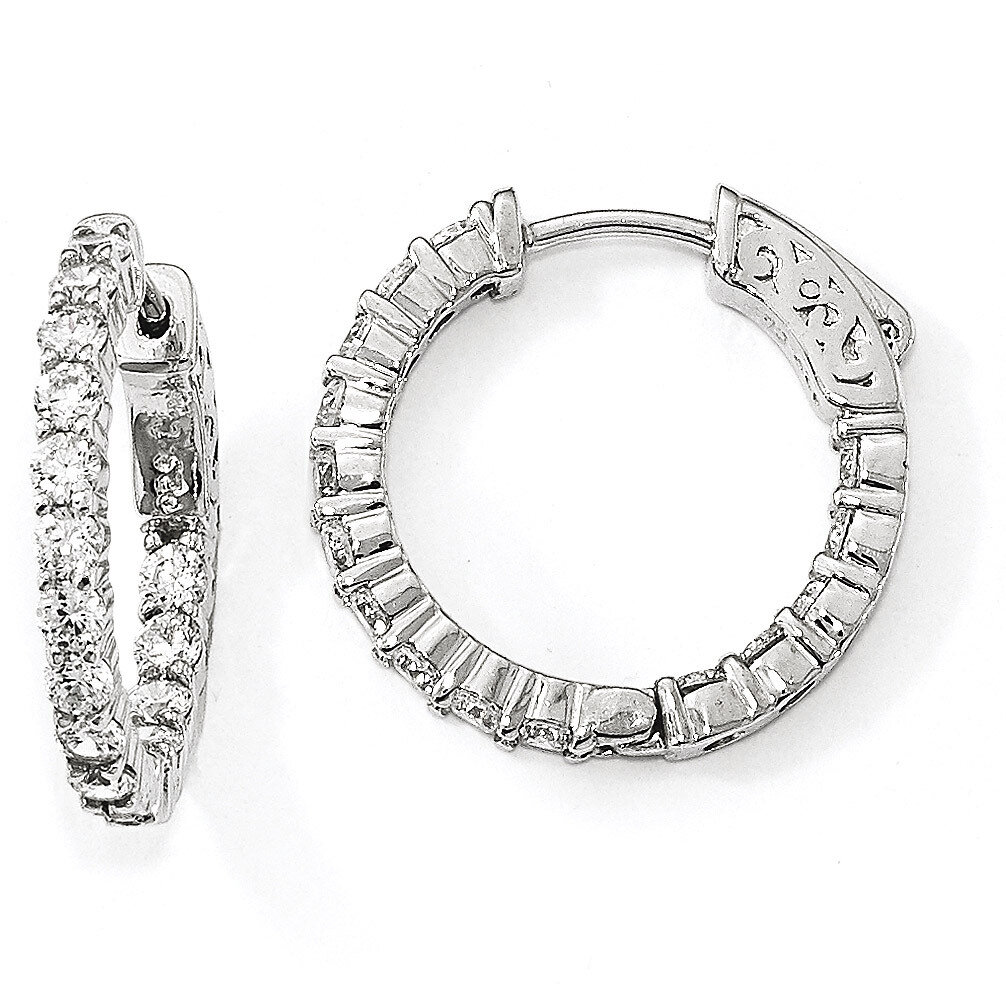 CZ In &amp; Out Hoop Earrings Sterling Silver Rhodium-plated QE12994, MPN: QE12994, 886774727677