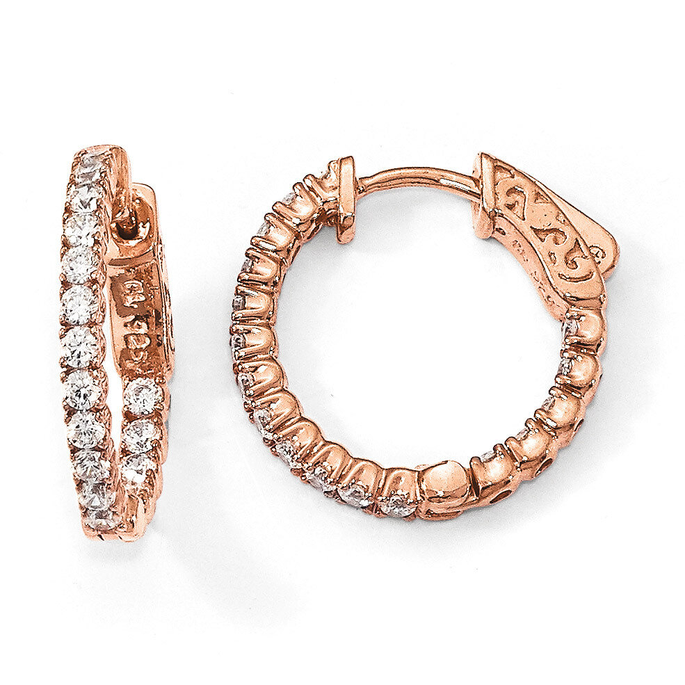 Rose-Plated CZ In &amp; Out Hoop Earrings Sterling Silver QE7567P, MPN: QE7567P, 886774023892