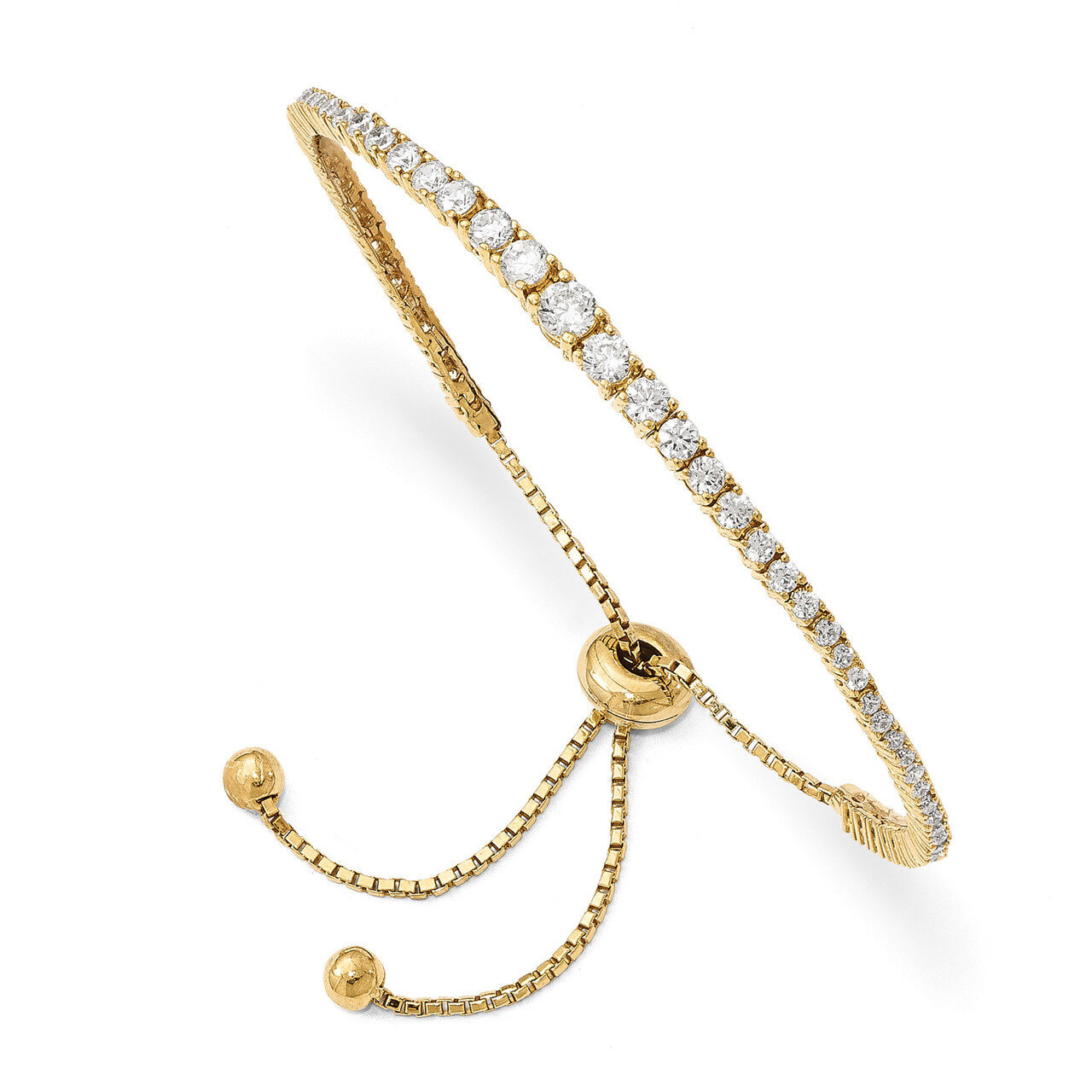 Gold-Plated CZ 5-9 Inch Adjustable Bracelet Sterling Silver QG4165, MPN: QG4165, 886774613130