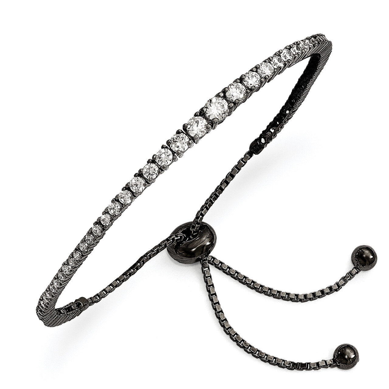 Rhodium-Plated CZ 5-9 Inch Adjustable Bracelet Sterling Silver QG4167, MPN: QG4167, 886774613222