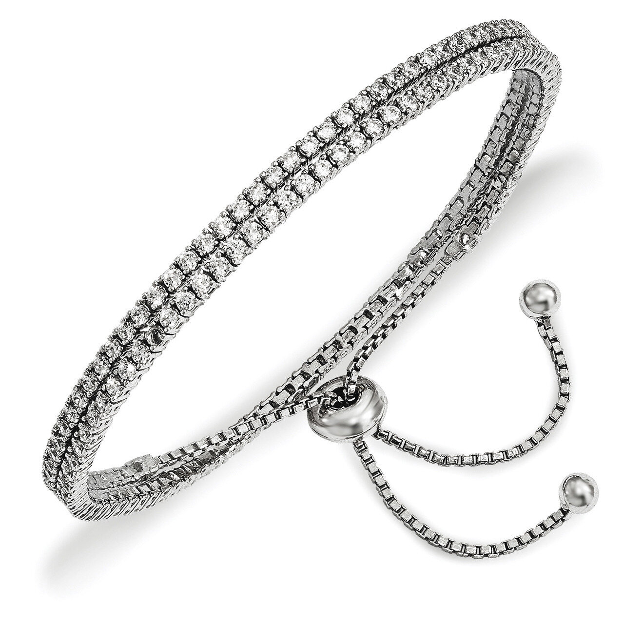 CZ Adjustable Wrap Bracelet Sterling Silver Rhodium-plated QG4172, MPN: QG4172, 191101227998