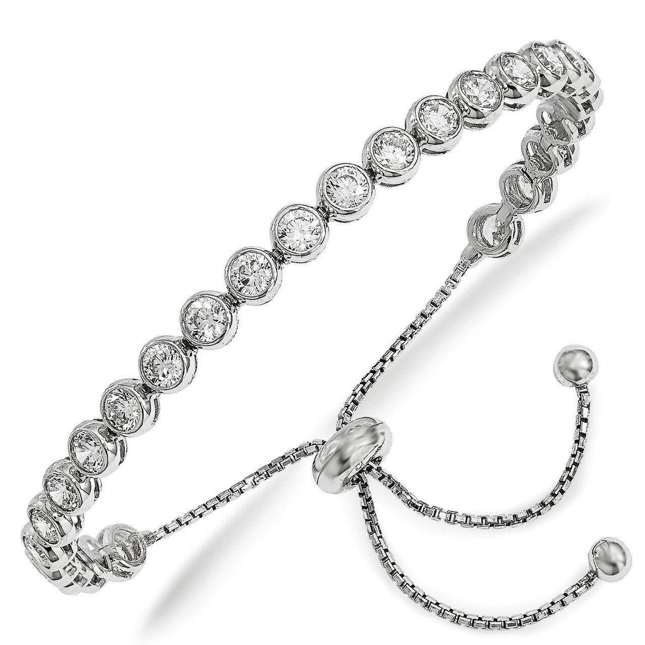 CZ Adjustable Bracelet Sterling Silver Rhodium-plated QG4176, MPN: QG4176, 886774092867