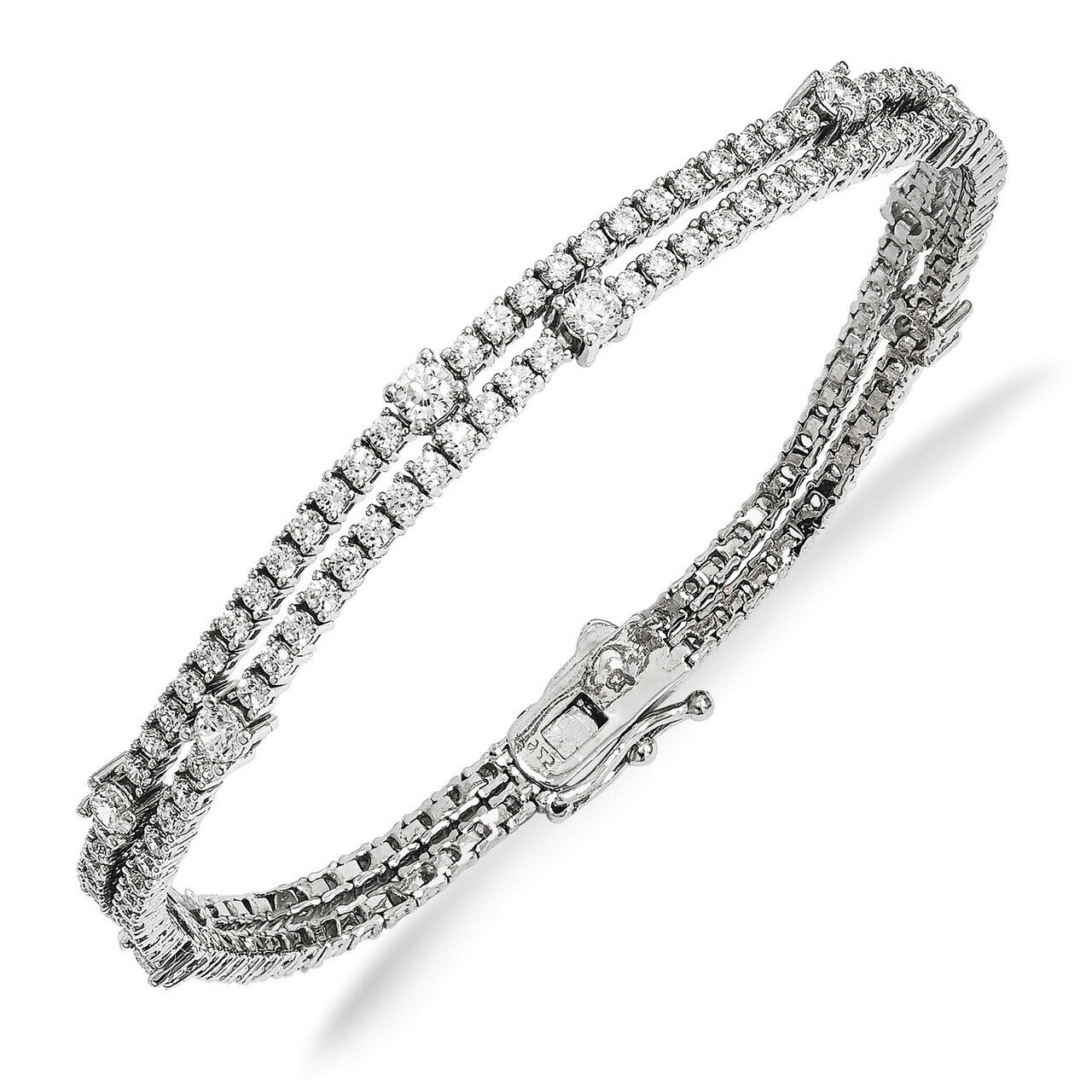 CZ Double Strand Bracelet Sterling Silver Rhodium-plated QG4178-7