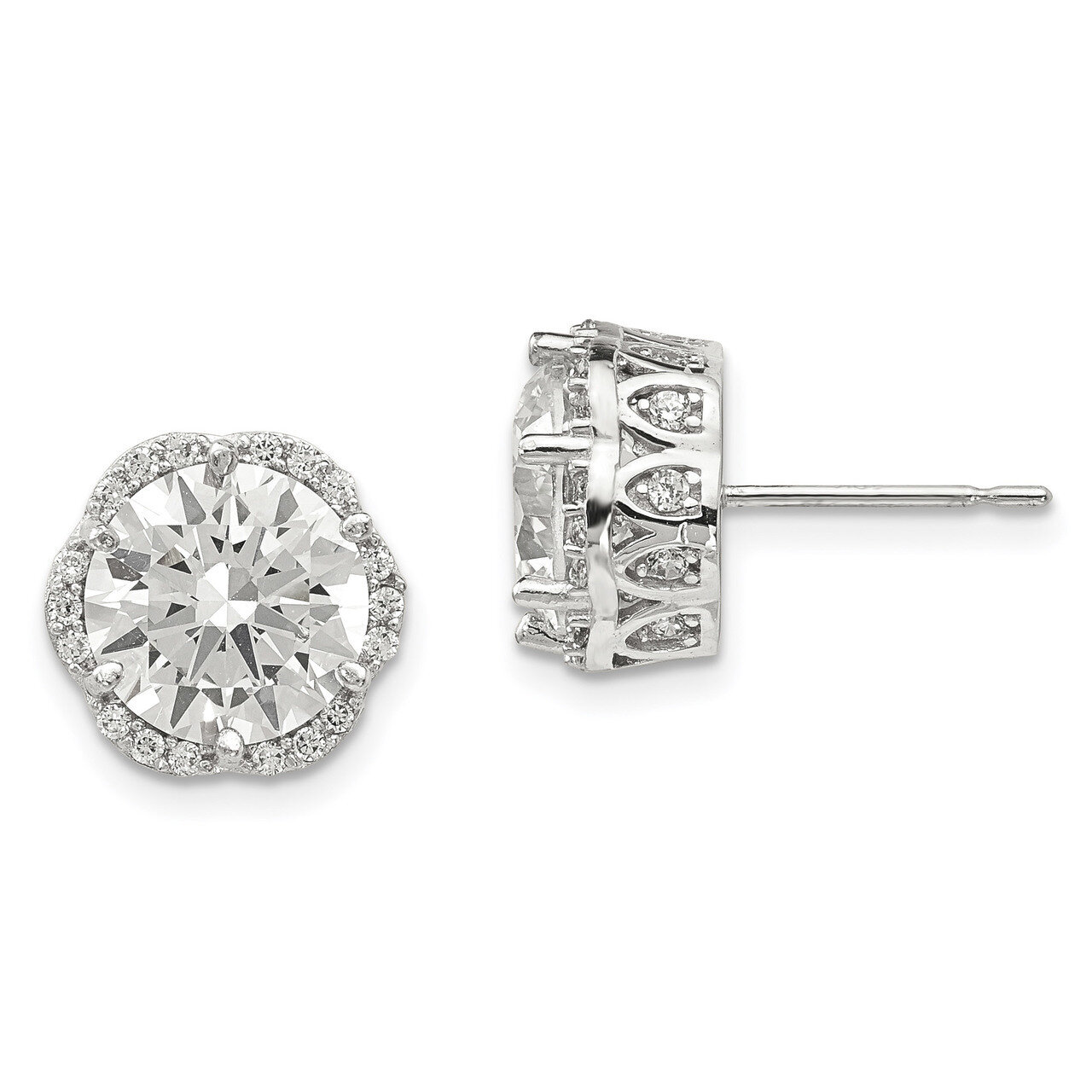 CZ Post Earrings 10k White Gold Polished 10YC386W, MPN: 10YC386W, 883957831312