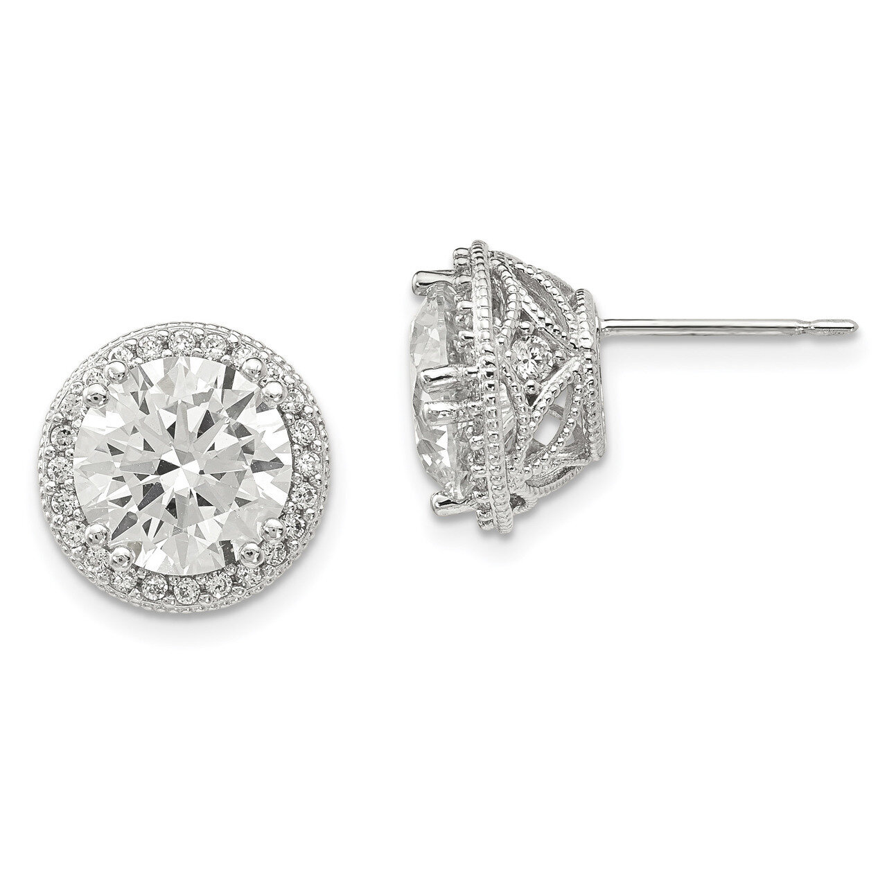 CZ Post Earrings 10k White Gold Polished 10YC392W, MPN: 10YC392W, 883957733531